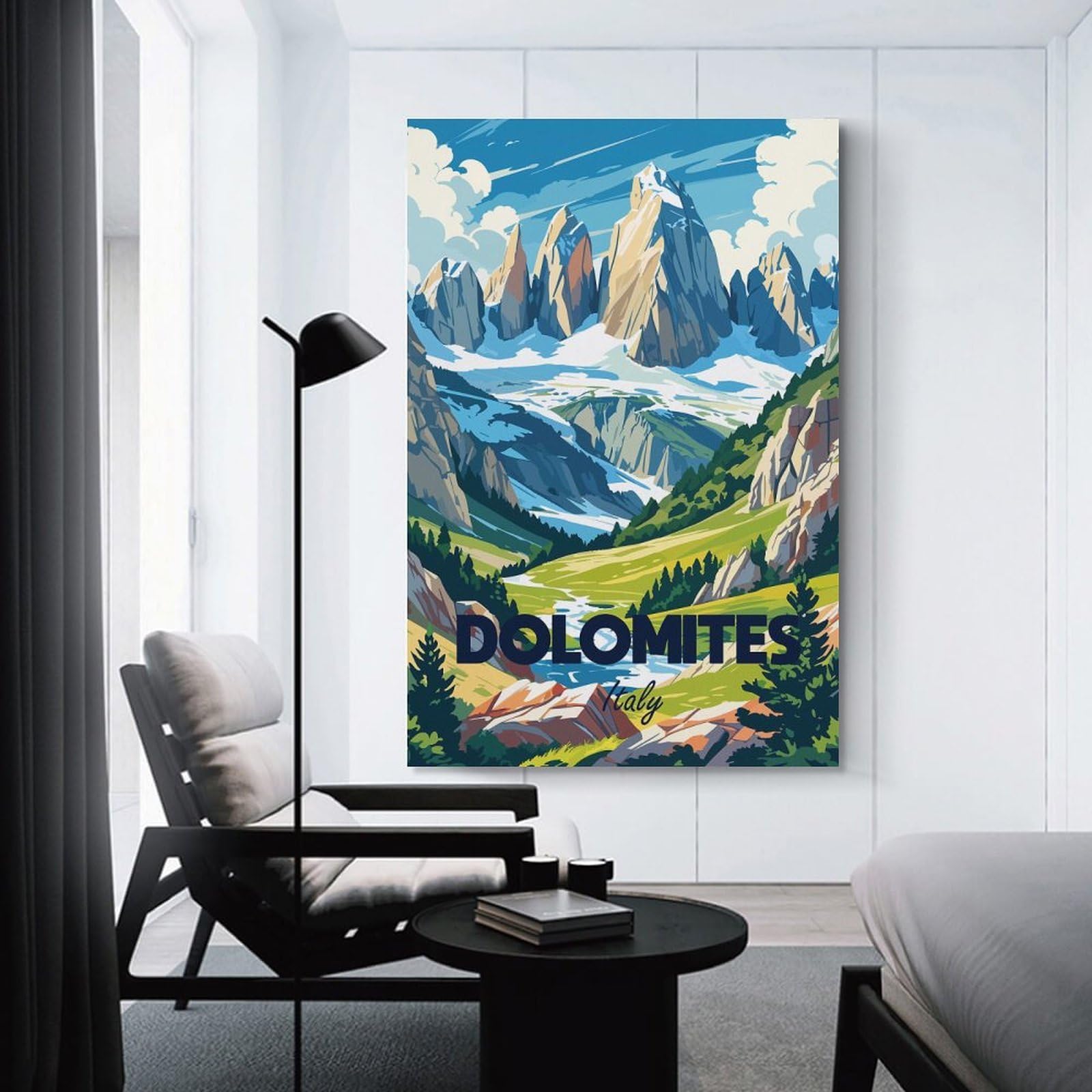 Junmoney Dolomites Italy Travel Canvas Wall Decor 24x36inch(60x90cm), for Home Lounge, Bedroom Or Reading Nook, A Home Accent with Warm Character