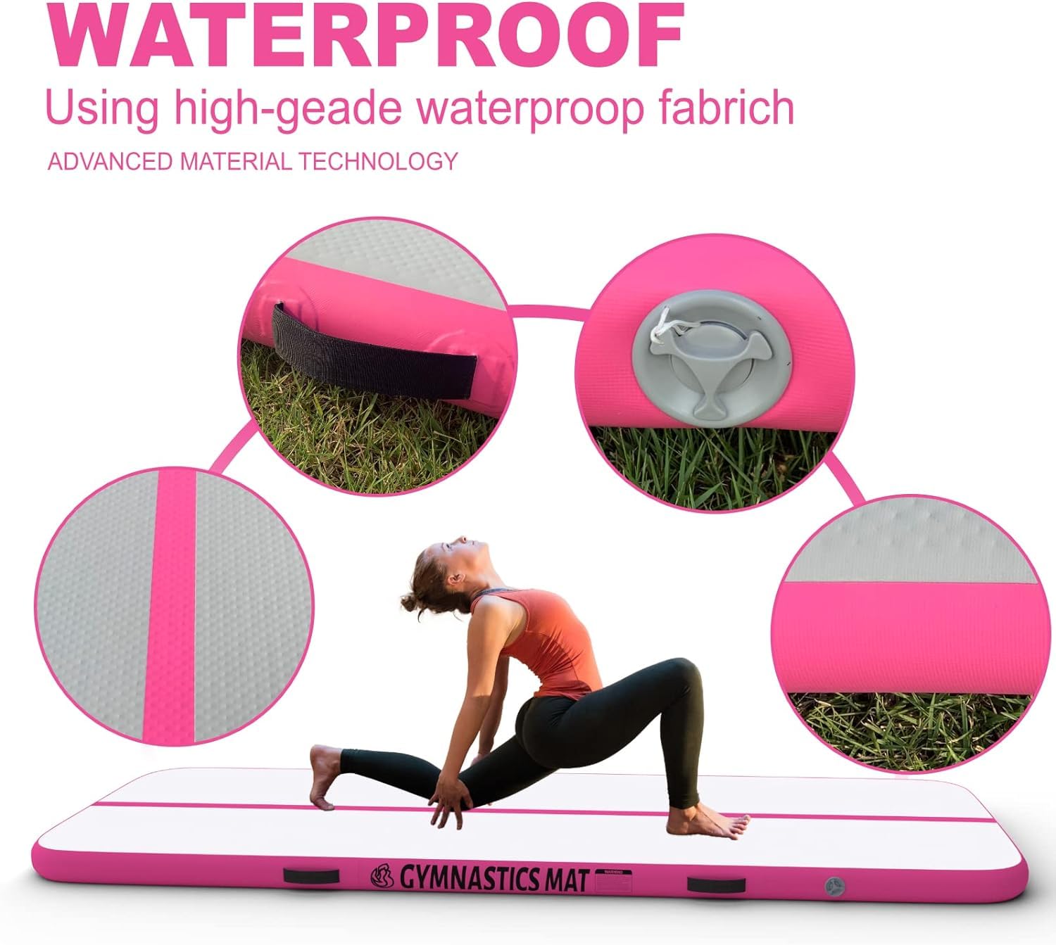 Tapis de Tumbling, Tapis de gymnastique avec pompe à air, Tapis de gymnastique pour la maison, l'extérieur, le yoga