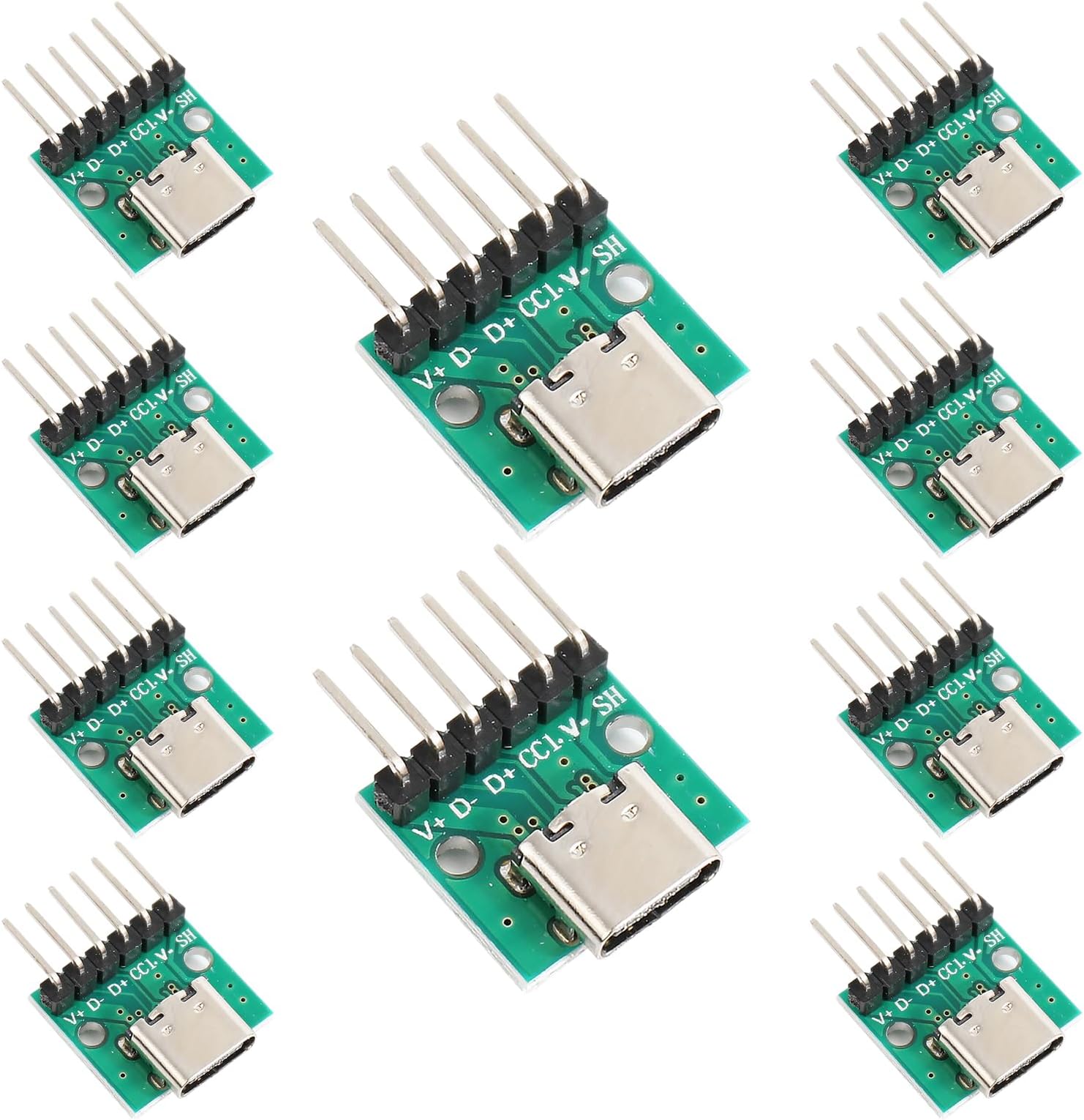 10 Pcs USB 3.1 Type C Socket to DIP Connector，16 Pin to 6 Pin DIP Adapter Converter with Pin Header for Data Line Wire Cable Transfer
