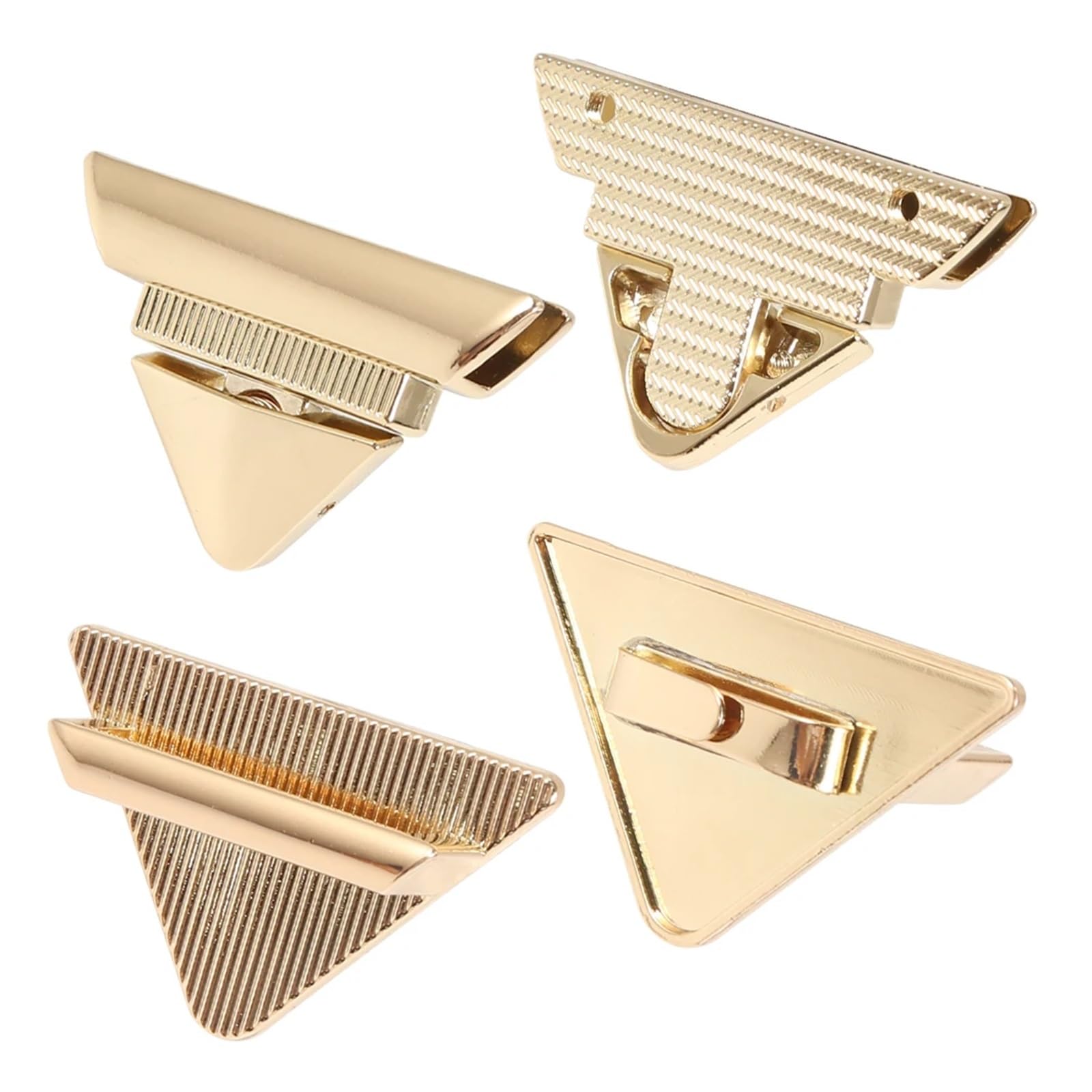 PVUVTNAHW 10PCS 4.6CM Metal Triangle Press Lock Twist For DIY Handbag Bag Purse Luggage Hardware Closure Parts(Lightgold)
