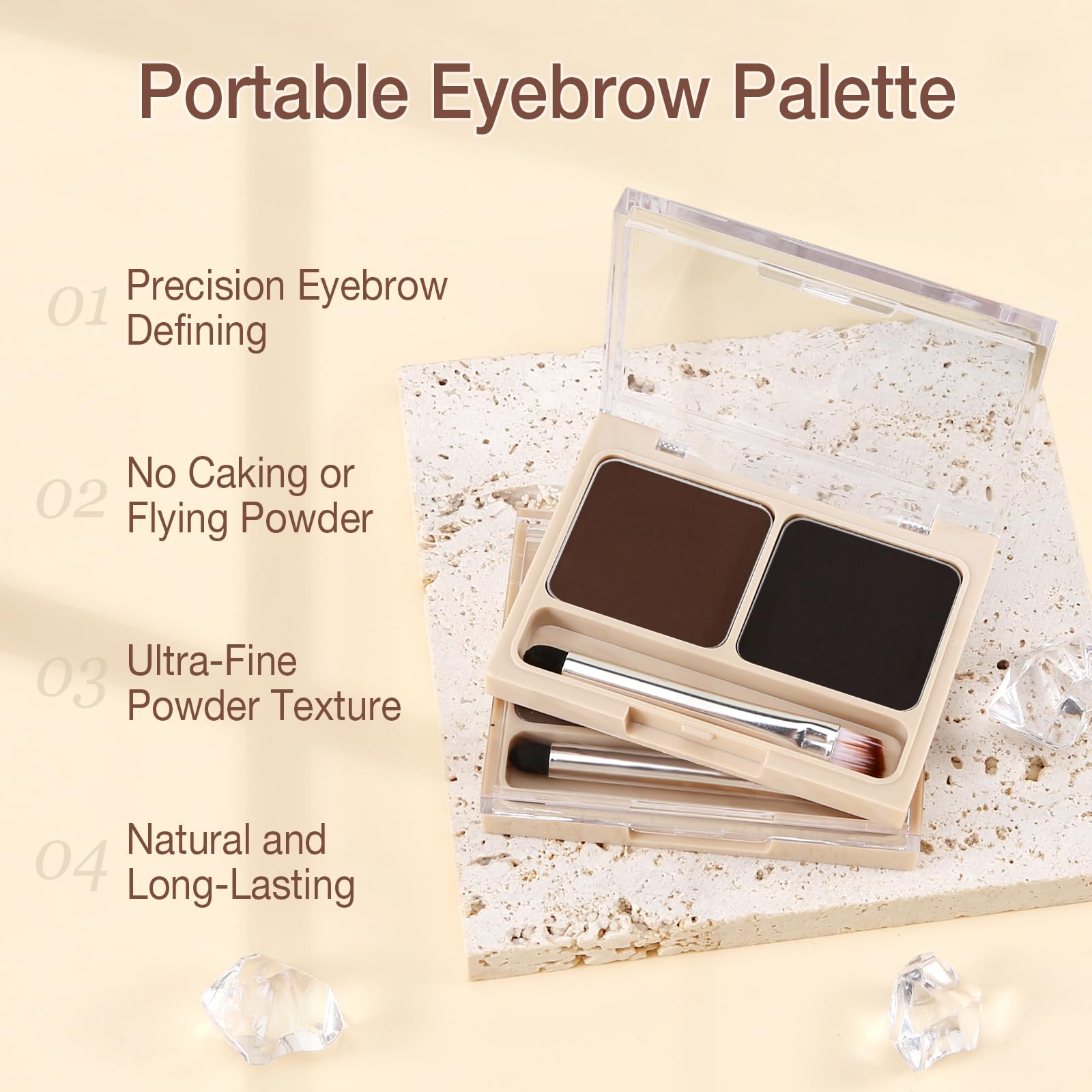 Boobeen Palette de Sourcils 2 Couleurs, Maquillage en Poudre pour Sculpter et Définir les Sourcils, Kit Contour des Yeux avec Pinceau Applicateur