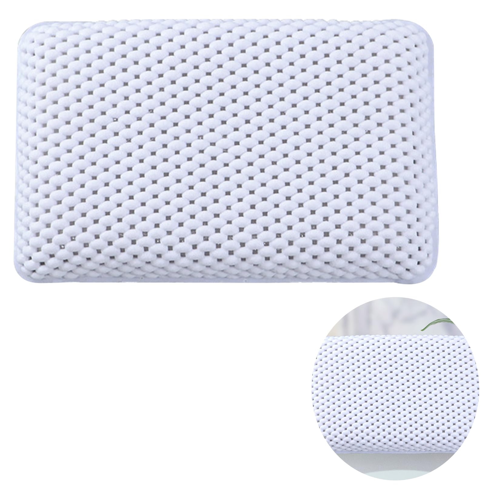 Bath Pillow 29x19x8cm Waterproof With 8 Powerful Suction Cups - Soft Head Neck Support Cushion Headrest for Bathtub - Relaxing Spa Accessories for Home Bathroom