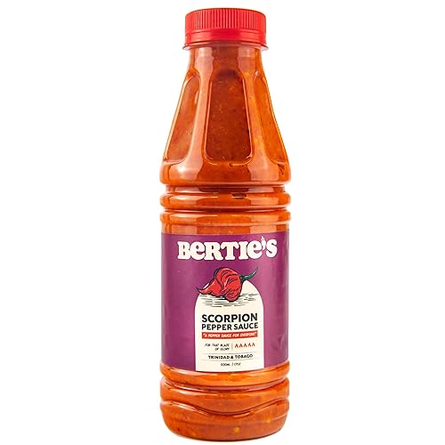 Bertie's Salsa de pimienta Trinidad Scorpion - 16.9 fl oz - Sabor audaz y calor loco