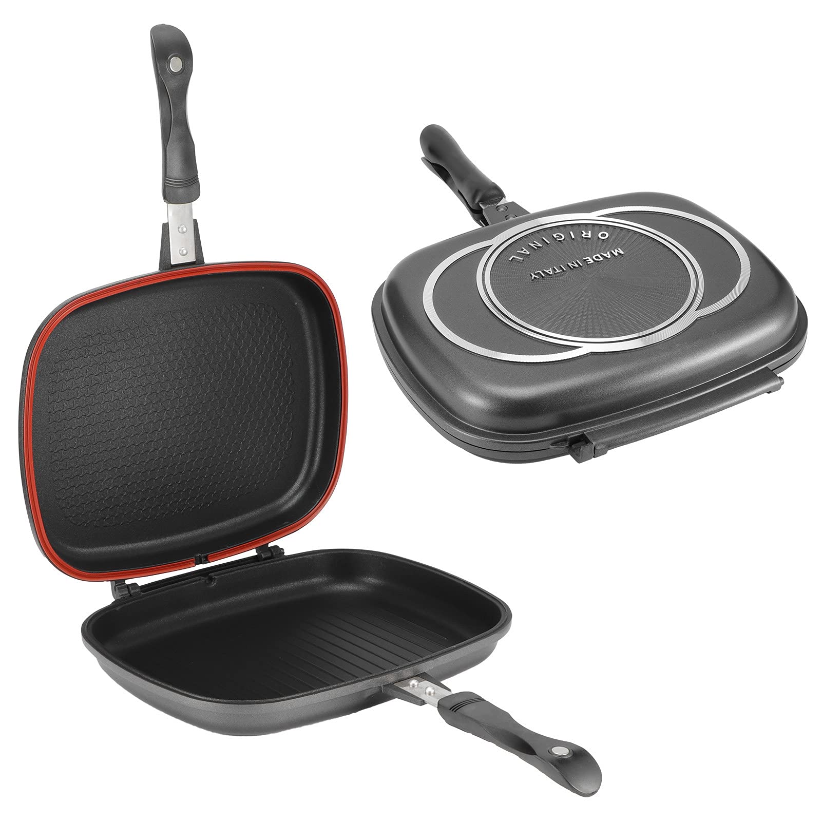 Atyhao Sartén para Parrilla, Sartén de Aluminio de Doble Cara, Portátil Antiquemaduras, Suministros de Cocina, Olla para Parrilla