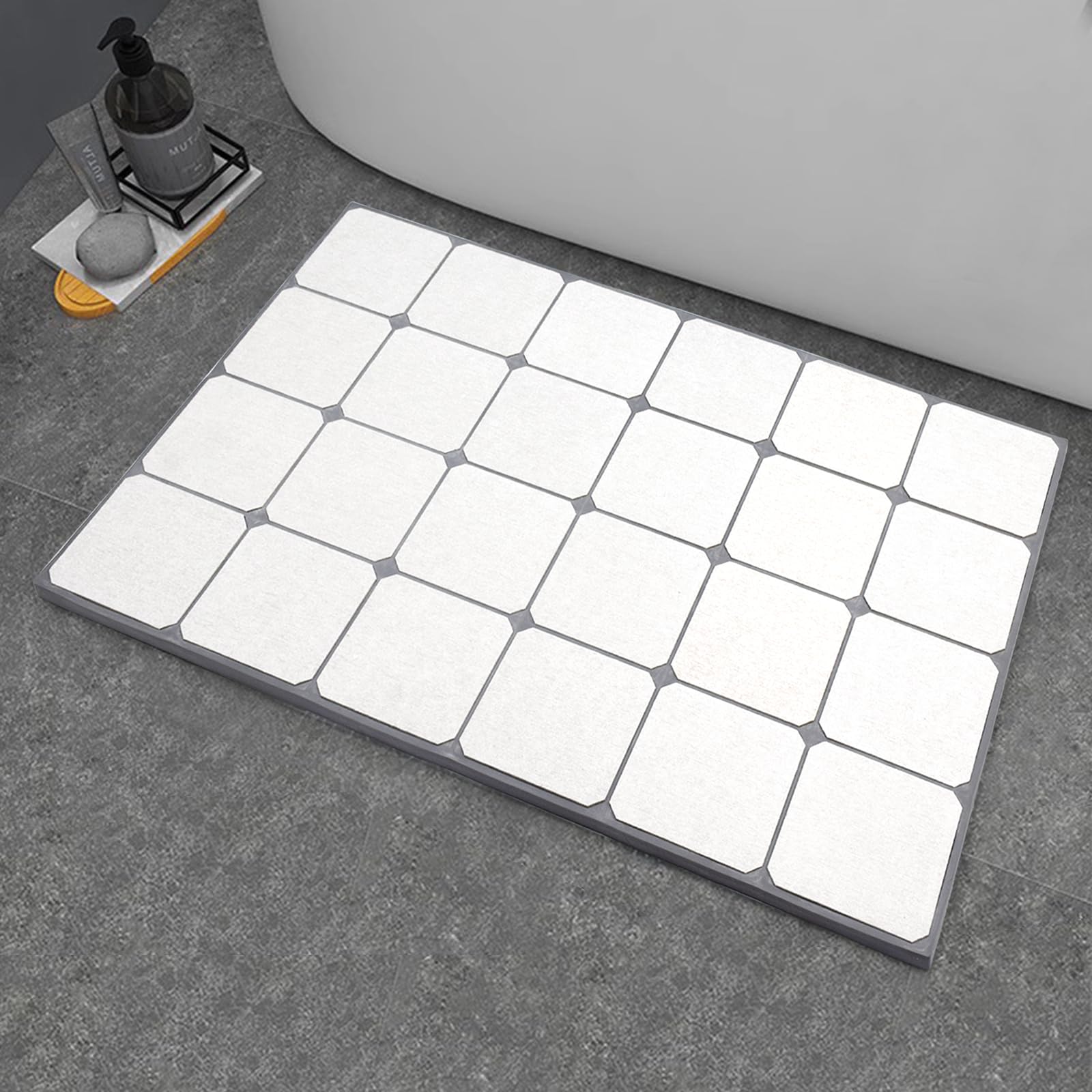 Lprmnnc Stone Bath Mat, Super Absorbent Diatomaceous Earth Shower Mat