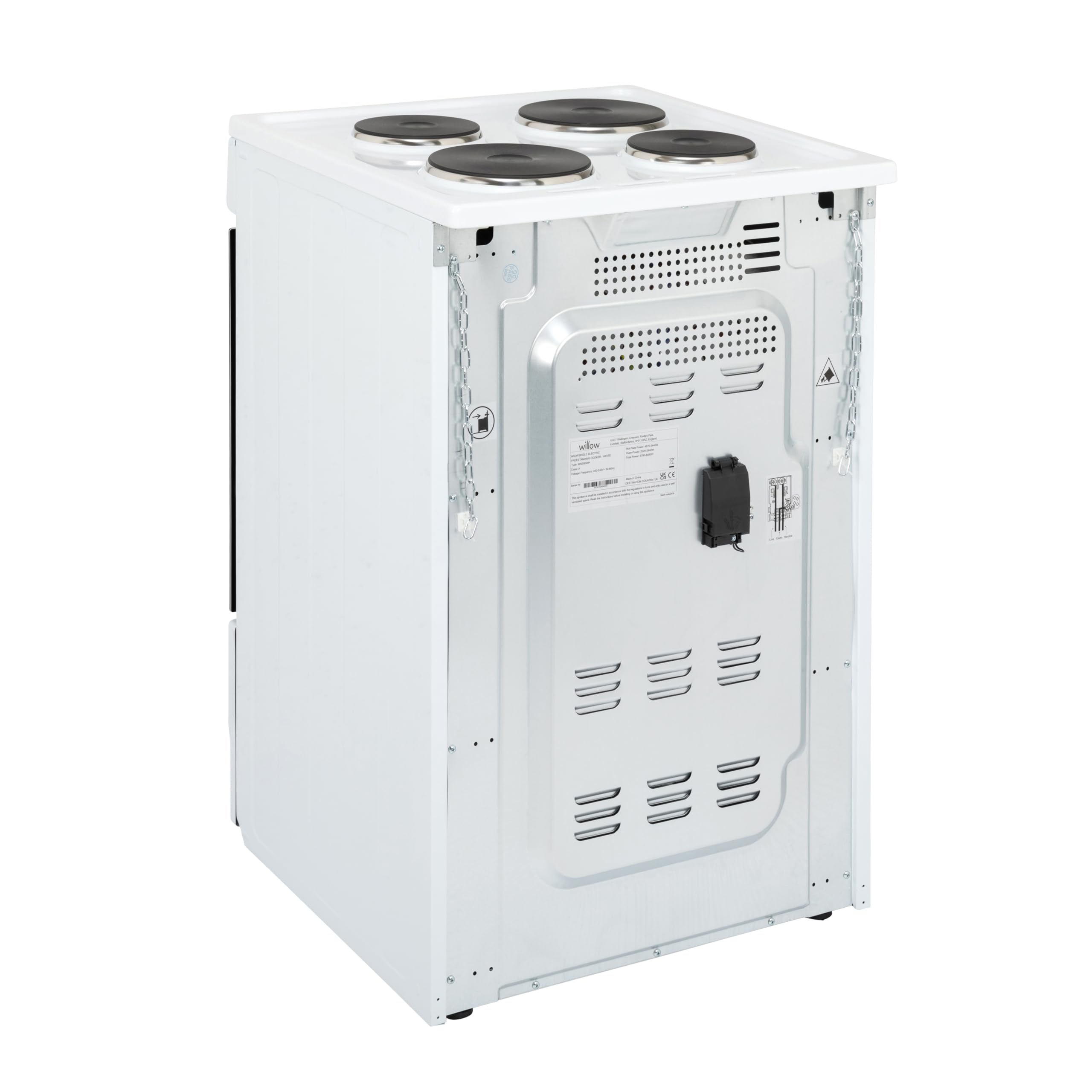 Willow WSE60WH 68L Freestanding Single Cavity Cooker, 60cm Electric Cooker - White — view 9