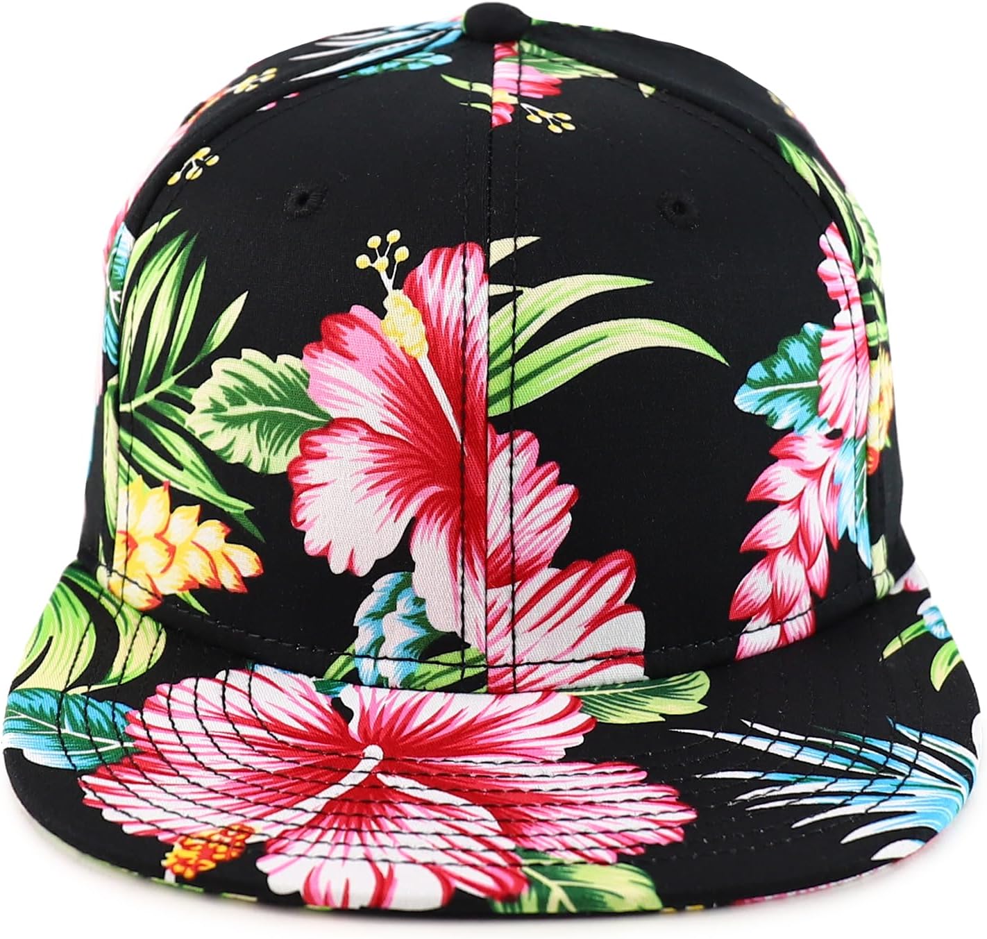 Armycrew Hawaiian Tropical Floral Pattern Square Flat Bill Snapback Cap