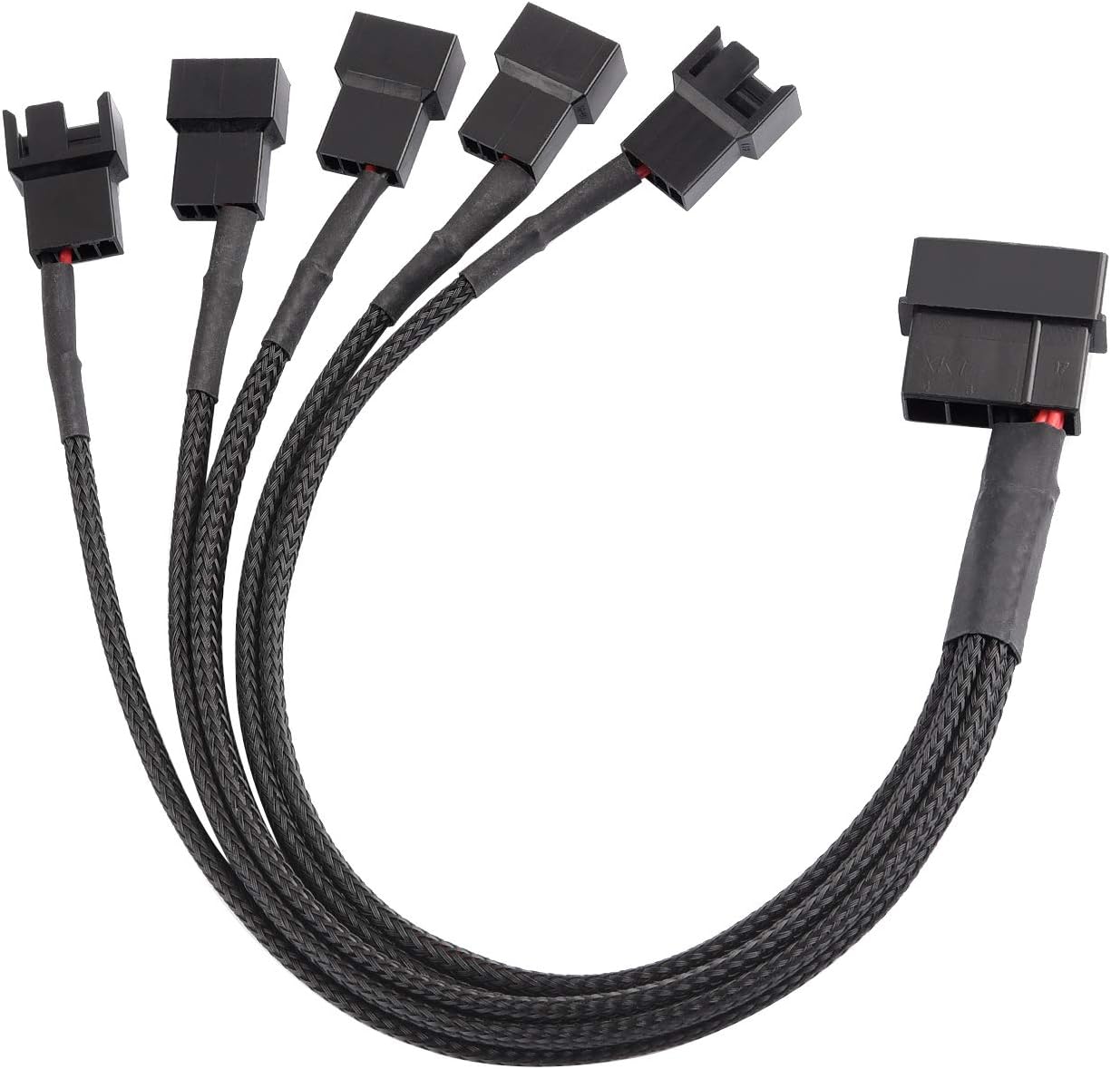 Yiesing 4 Pin Molex to 5 x 3 Pin/4Pin PMW 12V PC Case Fan Power Adapter Cable, 3-Pin or 4-Pin (PWM Connector) to Molex Computer Cooling Fan Splitter Y Power Cable