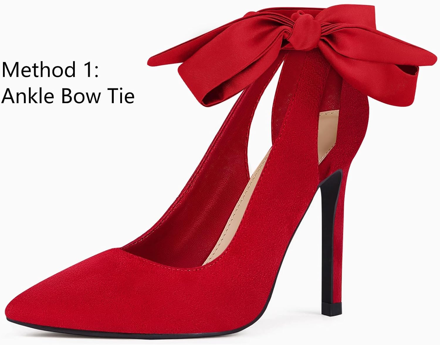 Fashare Womens High Heels Bow Tie Back Sexy Stiletto Ankle Strap Wedding Dress Pumps Shoes - Image 2