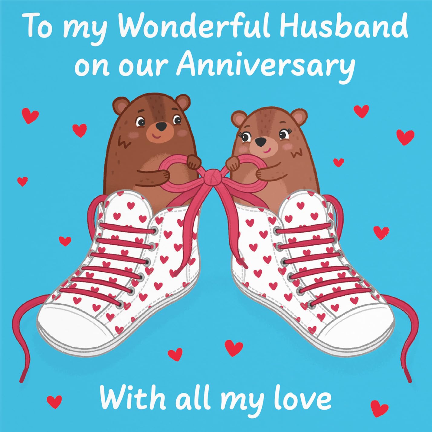 Hunts England - Cute Love Laces Husband Anniversary Card - Fun Bears Anniversary Card - Love Story Collection - Image 2