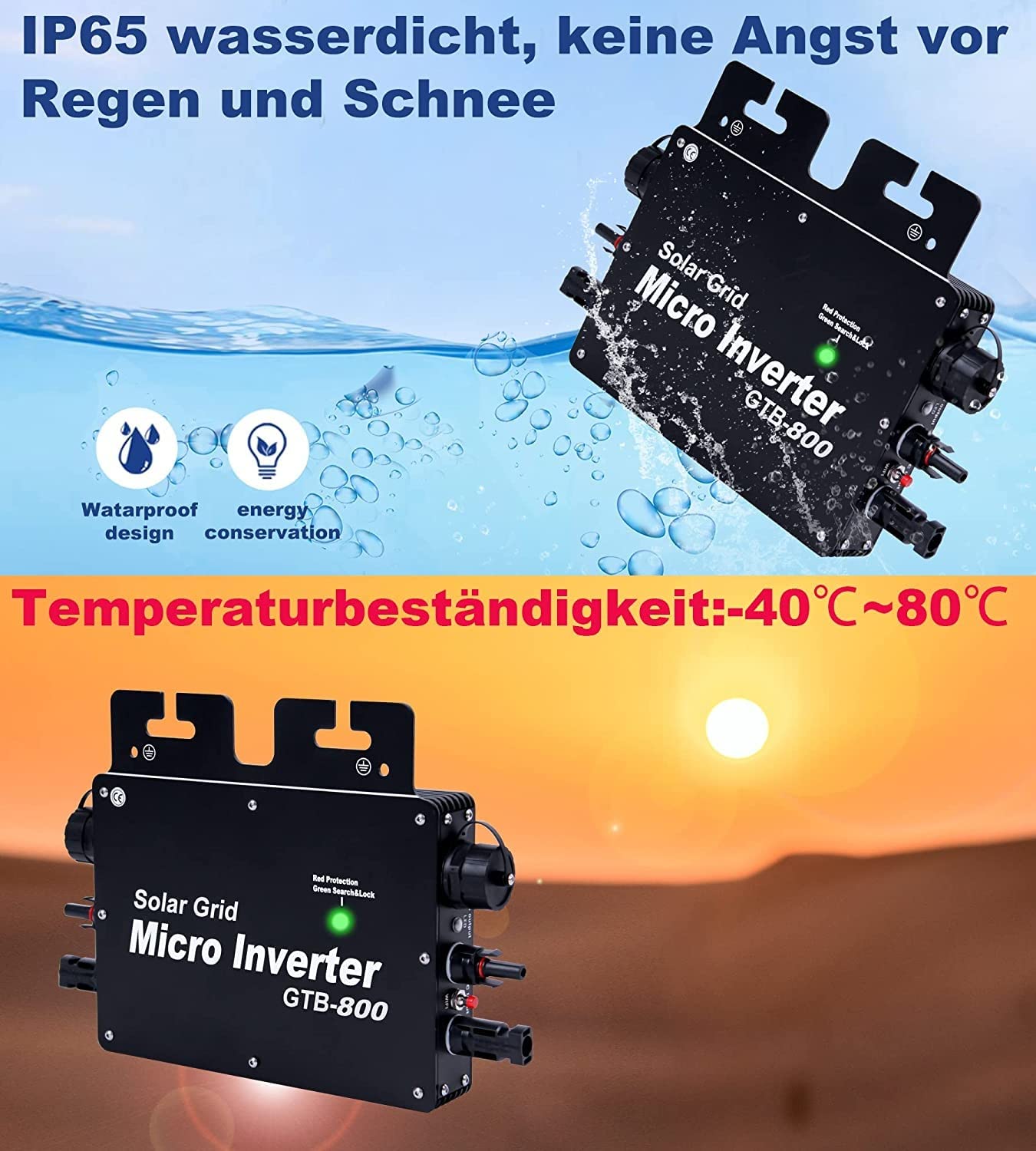 Micro Onduleur Solaire Grille Tie Inverter 800W WiFi Contrôle Micro Onduleur Solaire Onduleur Contrôleur DC À AC 120 230V Auto Identification IP65 Étanche Micro Onduleur