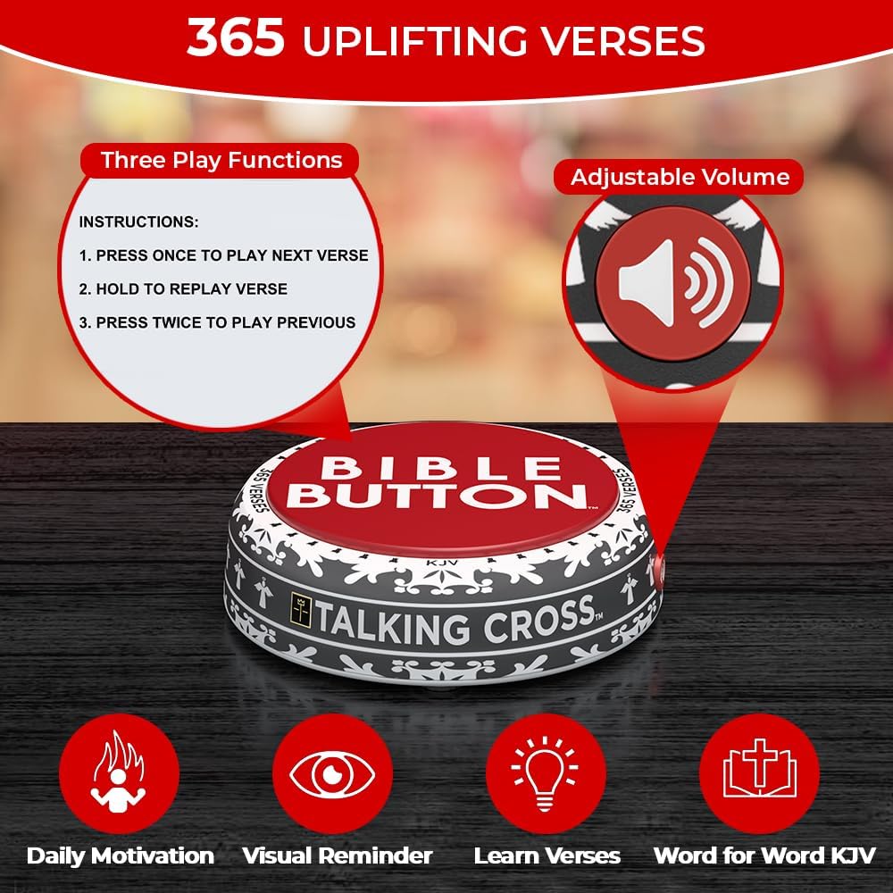 Bible Button | 365 Uplifting KJV Verses | Faith Based Gifts - Christian Gifts for Men - Bible Gifts for Woman - Bible Verse Gift image 4