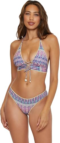 BECCA by Rebecca Virtue Tulum - Women's Halter Bikini Top, Abstract Print, Adjus
