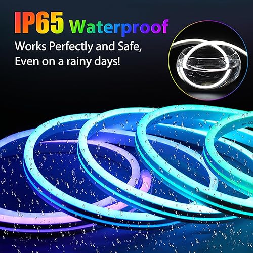 Miniatura 5 de Tira de luces LED RGB de 65.6 pies, impermeable, de grado comerial, con control remoto, tira de luces de neón enchufables de 110 V 120 V con