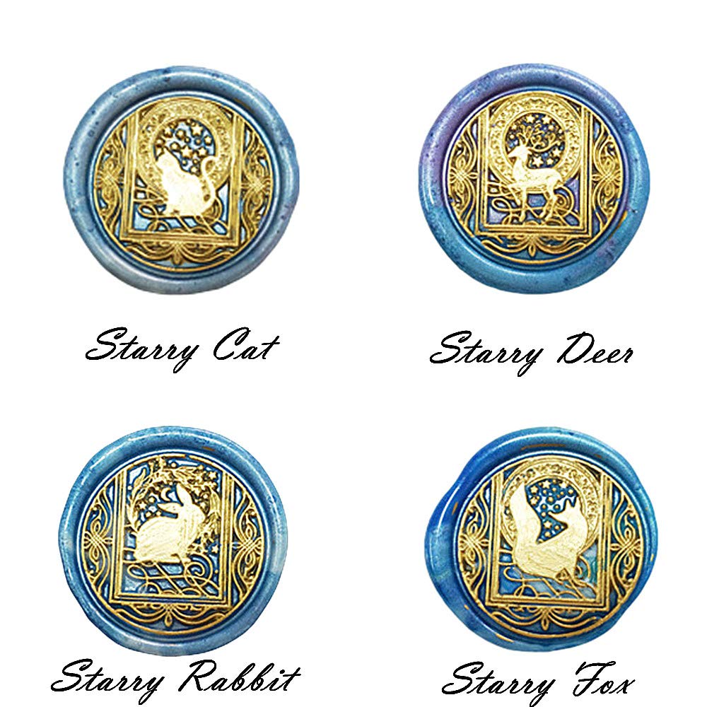 Set Timbri Ceralacca ANBOSE Con 7 Teste In Ottone | Sirena, Pavone, Drago, Coniglio, Fenicottero, Gatto, Cigno | Manico In Legno Stile Vintage