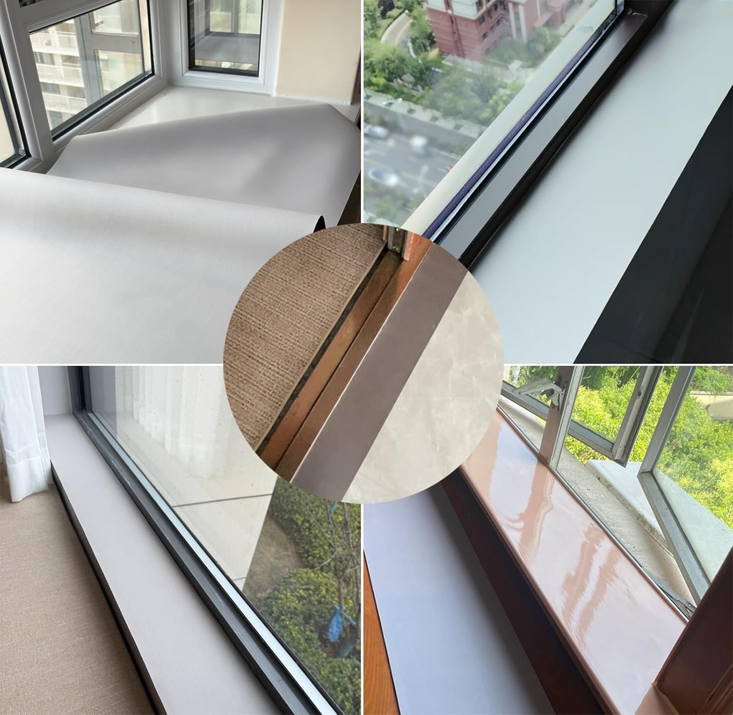 Absorbent Narrow Window Sill Mat, 24 31 35 39 59 71 79 98 in Long Customizable Windowsill Protector, Cuttable Balcony Protection Cushion(Gray,L100x15cm(39x6"))