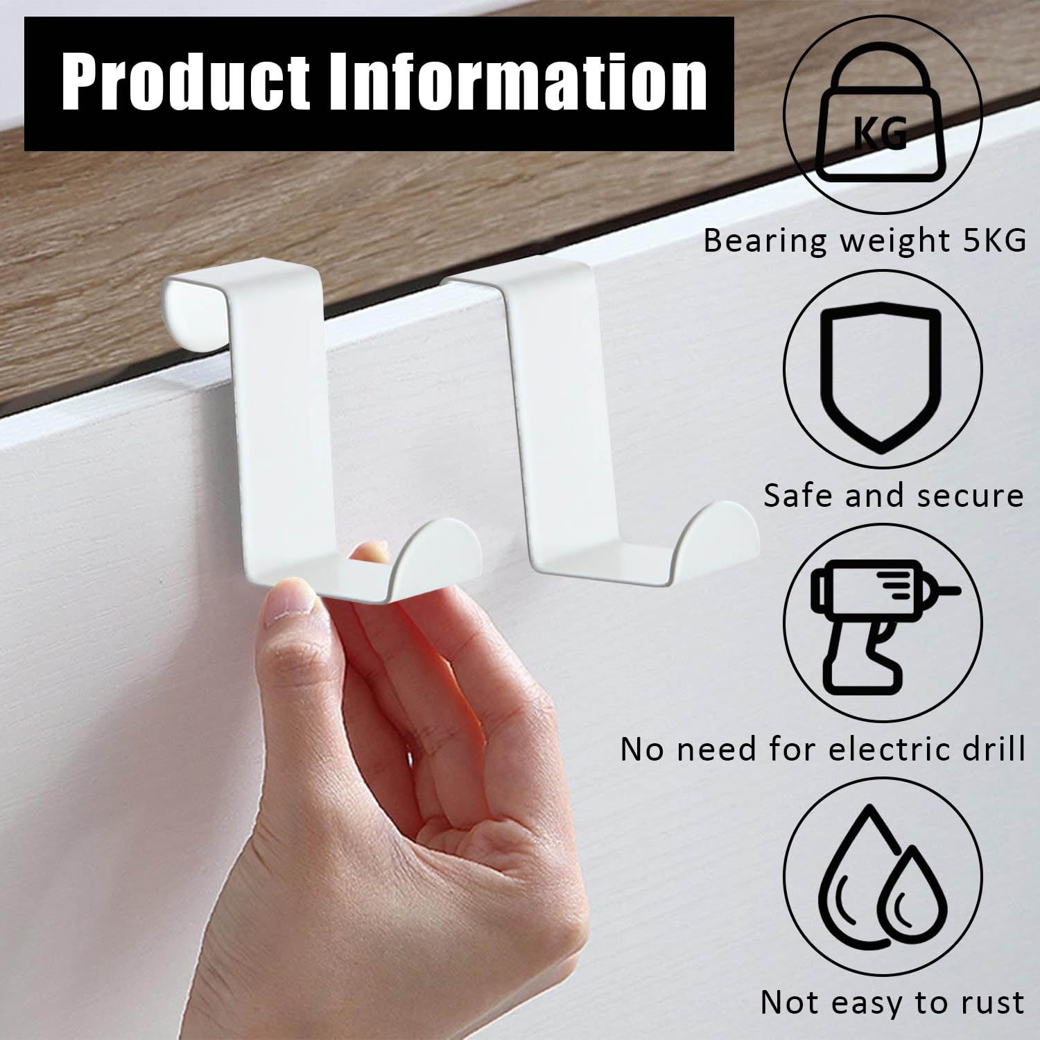 ZEACCT 10-Pack Reversible Door Hooks, Z-Shaped Stainless Steel Hangers for Kitchen Bathroom & Office - Image 4