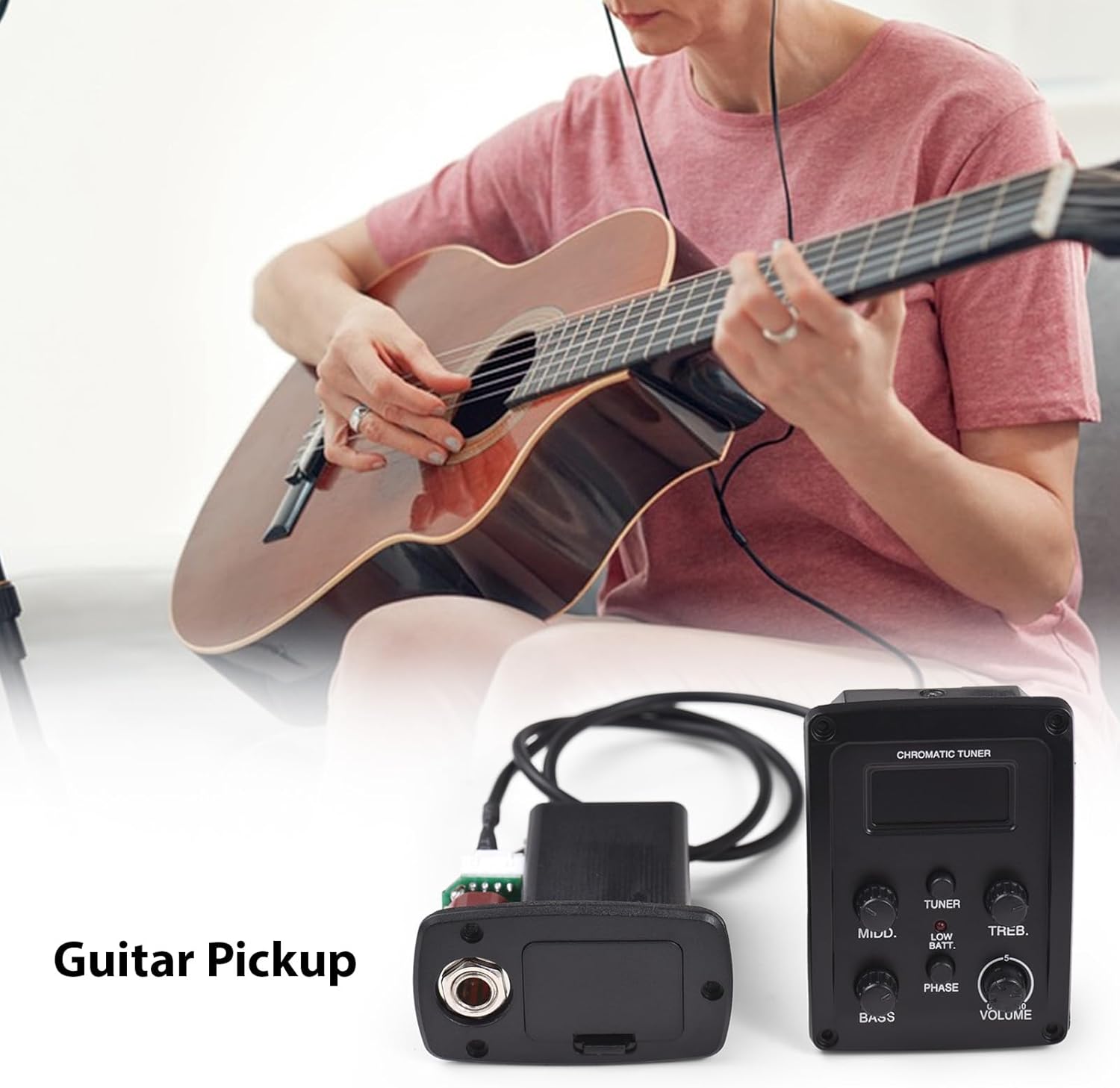 Guitar Pickup Acoustic Guitar Pickup Folk Classical Guitar Pickup 4-Band Equalizer BASS/Middle/Treble/PRES Pickup LCD Screen for Wooden Guitar Instrument Accessories