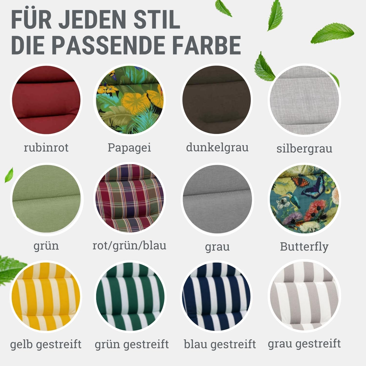 Auflage Relaxliege Papagei I Gartenliege Polster 175x50x9cm I hochwertige & Pflegeleichte Liegenauflage I Wetter- & formbeständige Liegen-Auflage I KTH3 Liegestuhlauflage