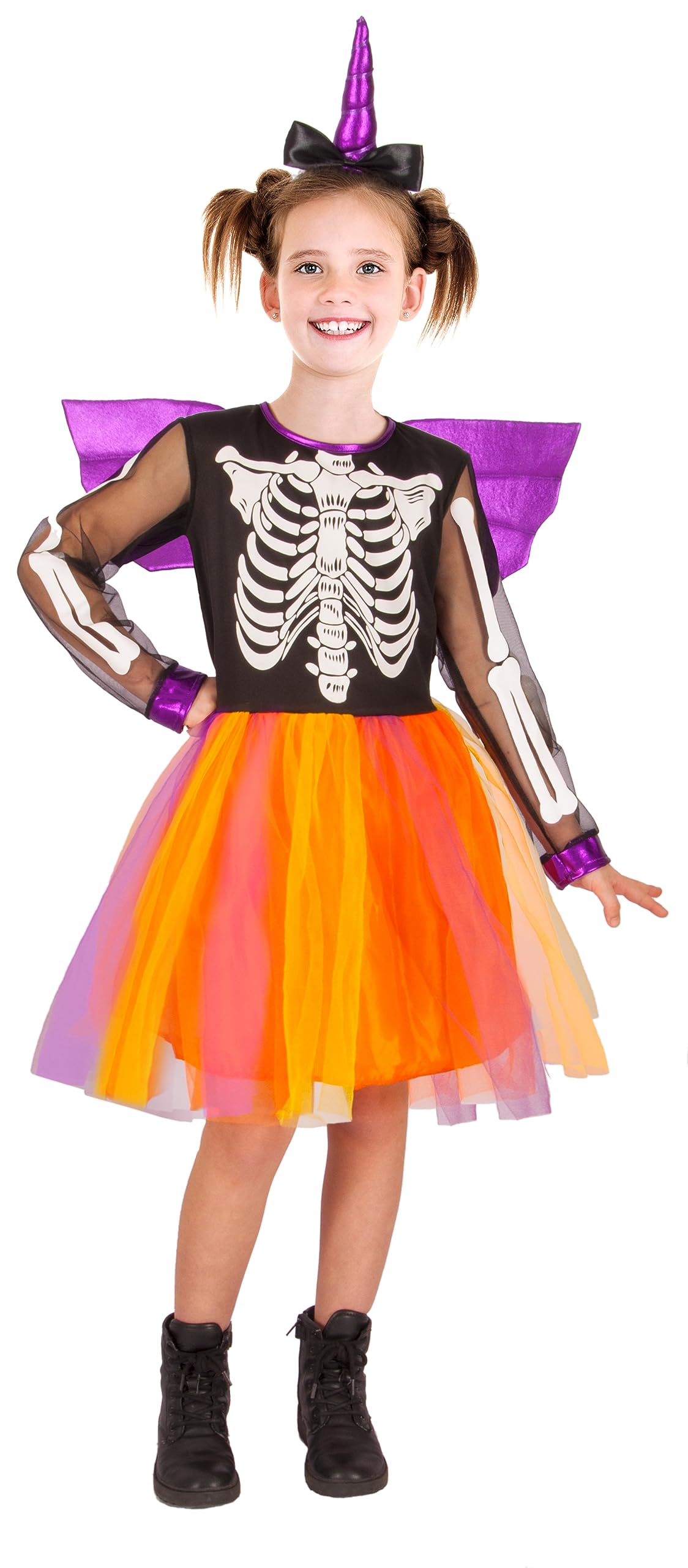 Unicorn Skeletrina Skeleton costume disguise fancy dress girl (Size 5-7 years)