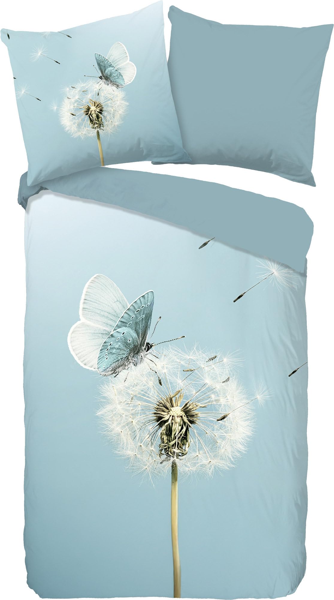 Good Morning Papillon Renforcé Reversible Bed Linen Blue Size 1x 135 x 200 cm + 1x 80 x 80 cm