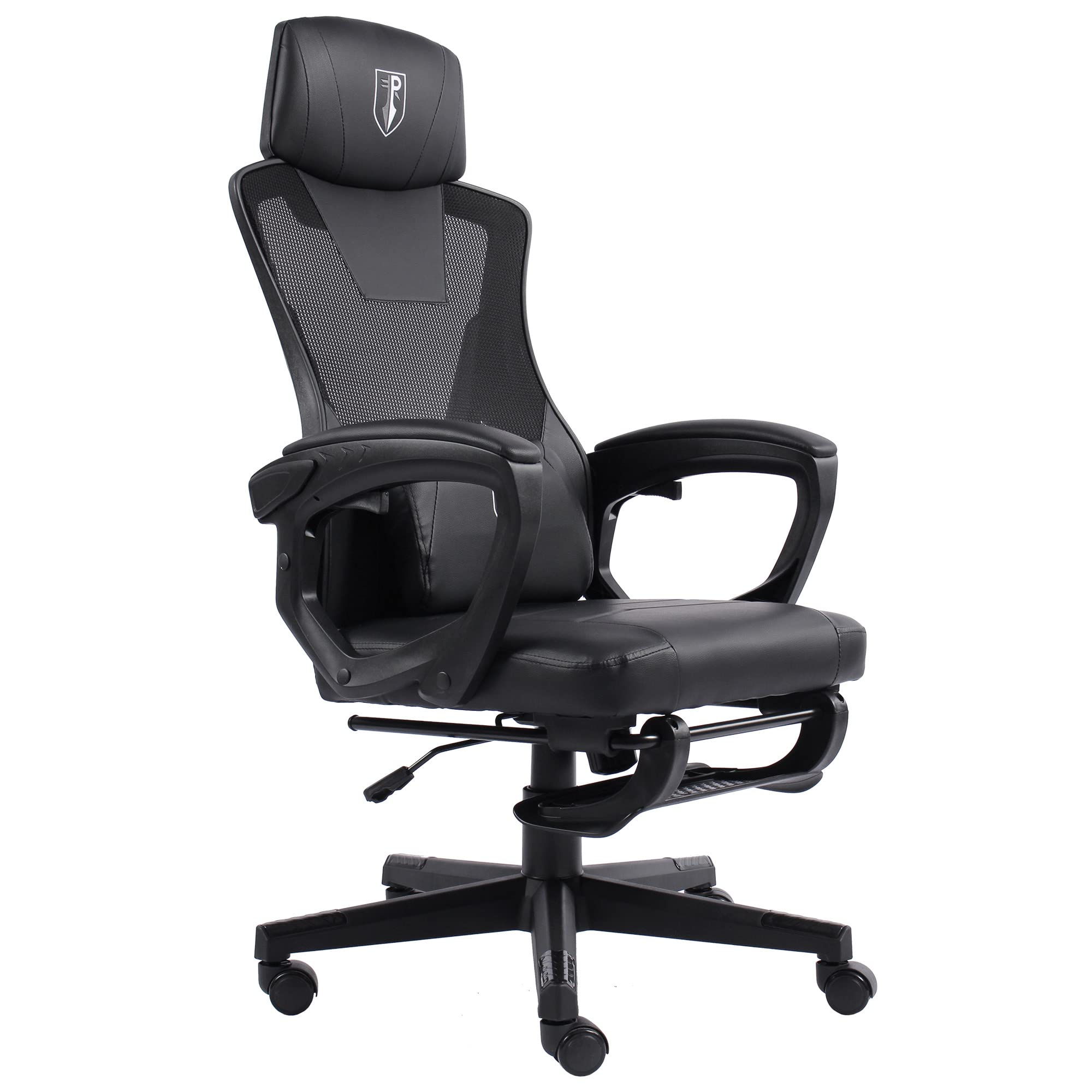 TRISENS Gamingstoel in modern racing-design met inklapbare voetensteun, gamingstoel met flexibele armleuningen, ergonomische gamingbureaustoel met extra steunkussen, kleur: zwart/roze