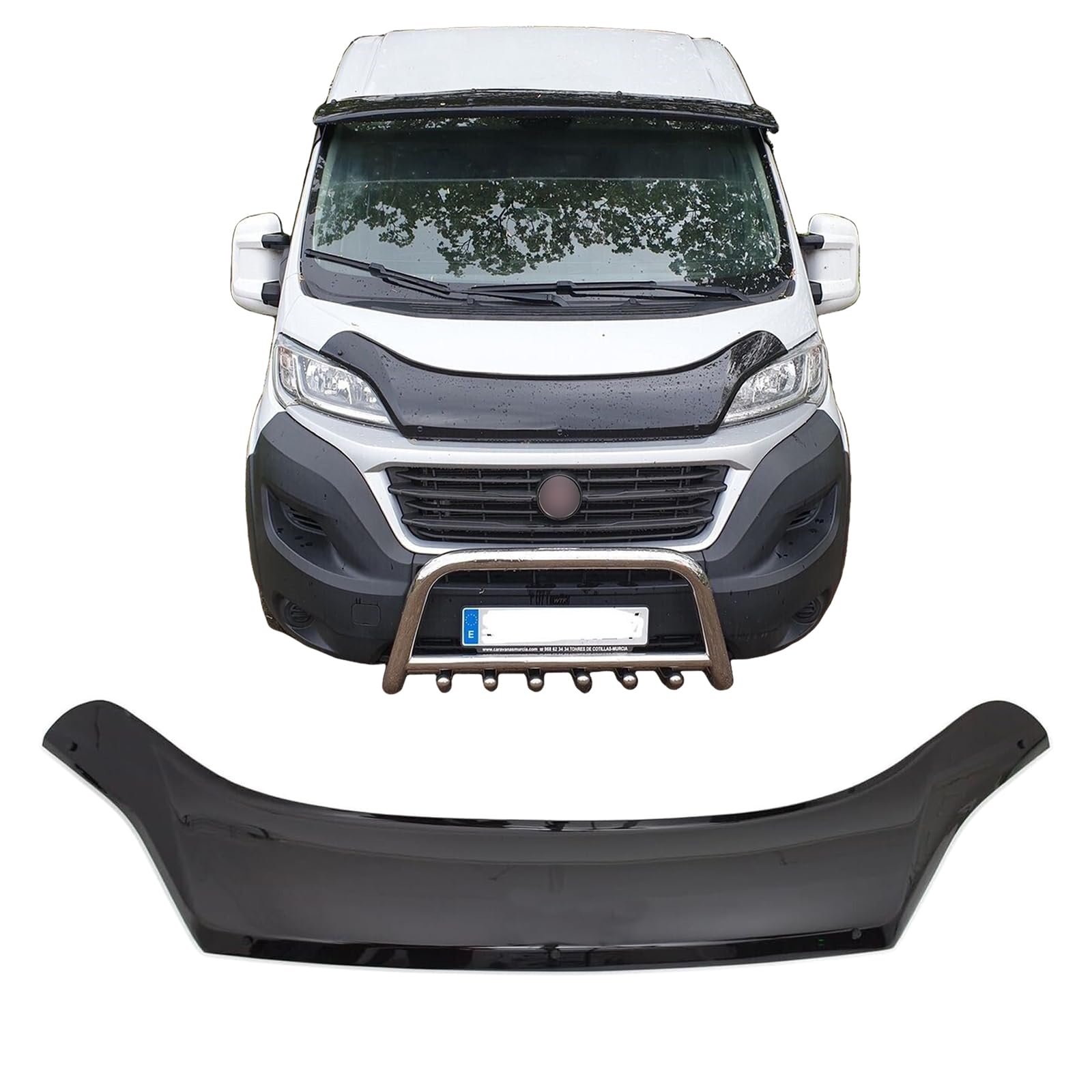 COMPATIBLE WITH Fiat Ducato Peugeot Boxer [2014-2023] Bonnet Protector Guard Wind Stone Deflector with Fixing