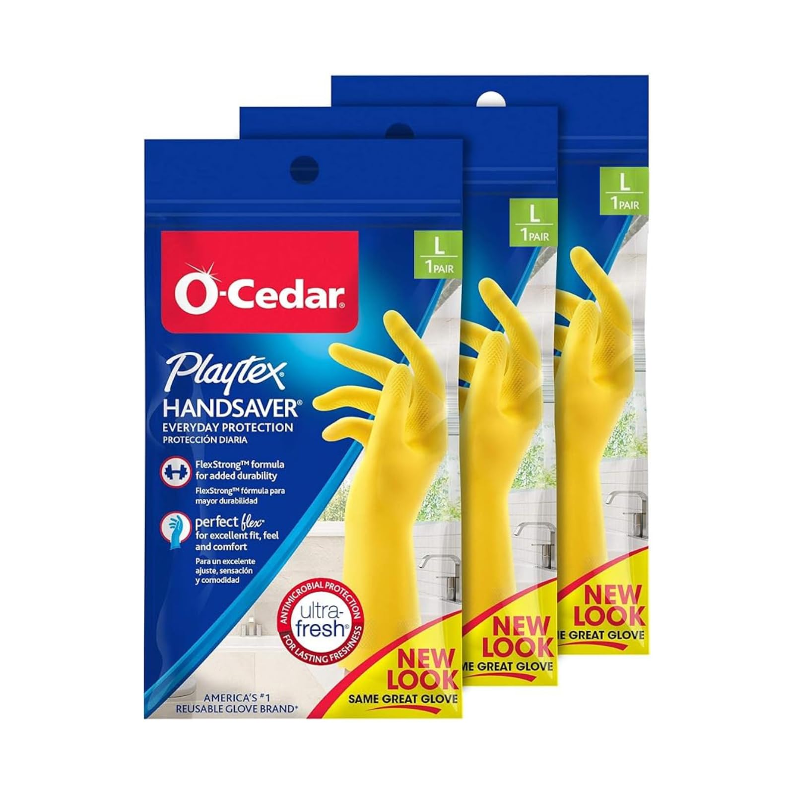 PROTECTIVE_GLOVE Handsaver Reusable Rubber Gloves (Large, Pack - 3)