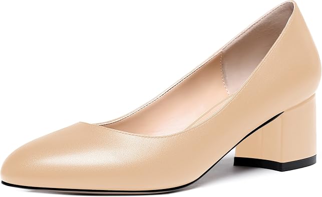WAYDERNS Womens Matte Round Toe Slip On Block Chunky Low Heel Pumps Shoes 2 Inch