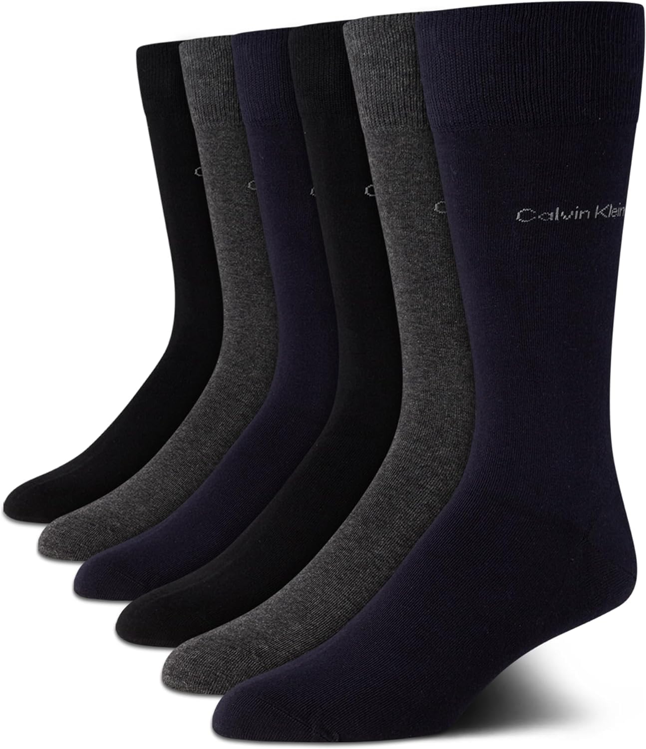 Calvin Klein 6 paia di calzini da uomo, in morbido misto cotone, con polsino rialzato, modello misto