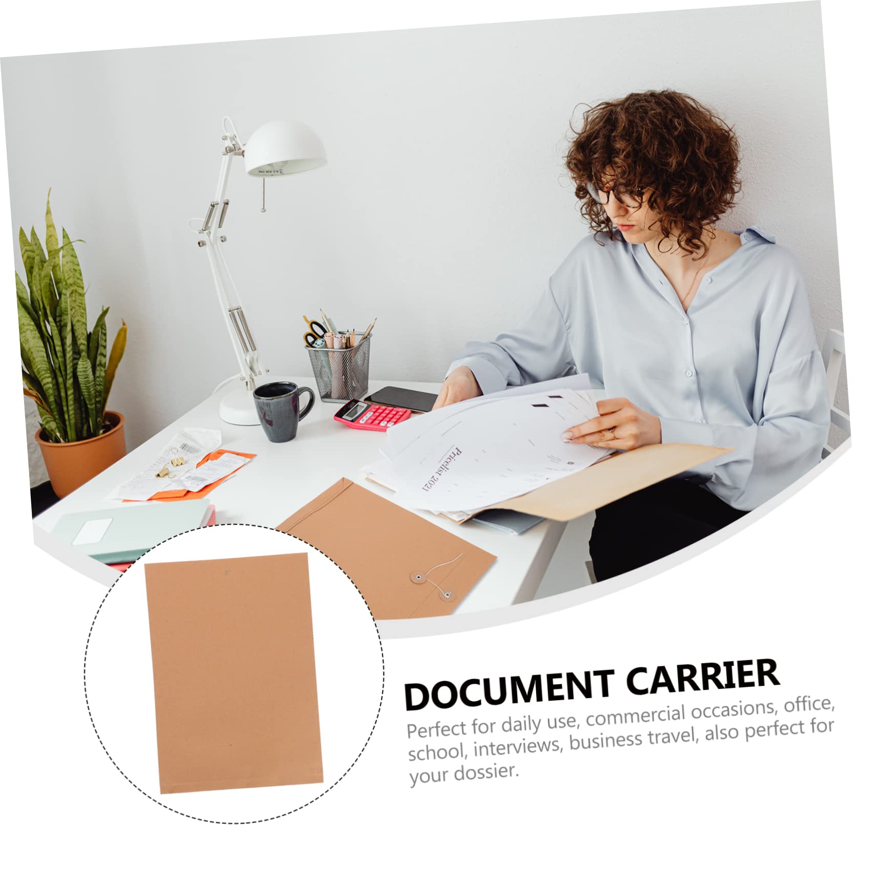 50piezas Bolsa De Archivo De Papel Kraft Para Documentos Organizador De Papel Pack Carta Papelería De Oficina