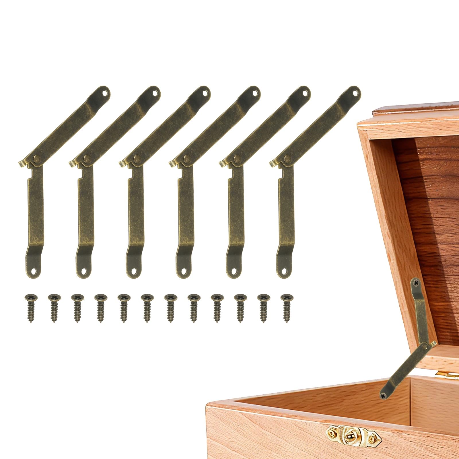 sourcing map 6Pcs Folding Lid Support Hinges,3.27"x0.43",Bronze