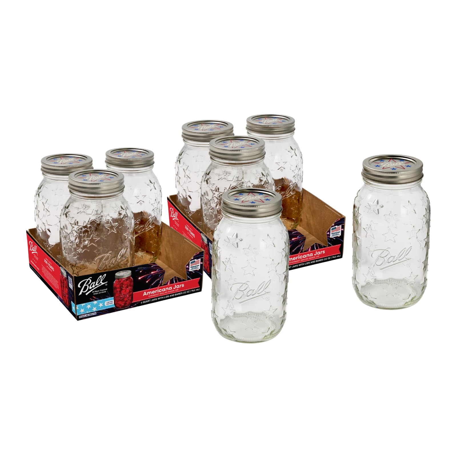 Ball Americana Regular Mouth Glass Mason Jars (Mason Jars, 32 Ounce (Pack of 8))