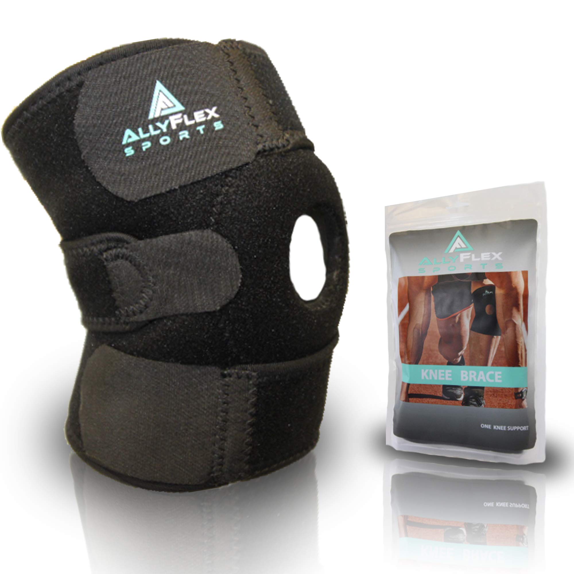 AllyFlex Patella Stabilizer Knee Brace for Arthritis Meniscus Tear ACL MCL Injury Recovery Tendonitis Pain, Open Patella Dual Stabilizers Non Slip Comfort Neoprene Knee Support (Uni Size)