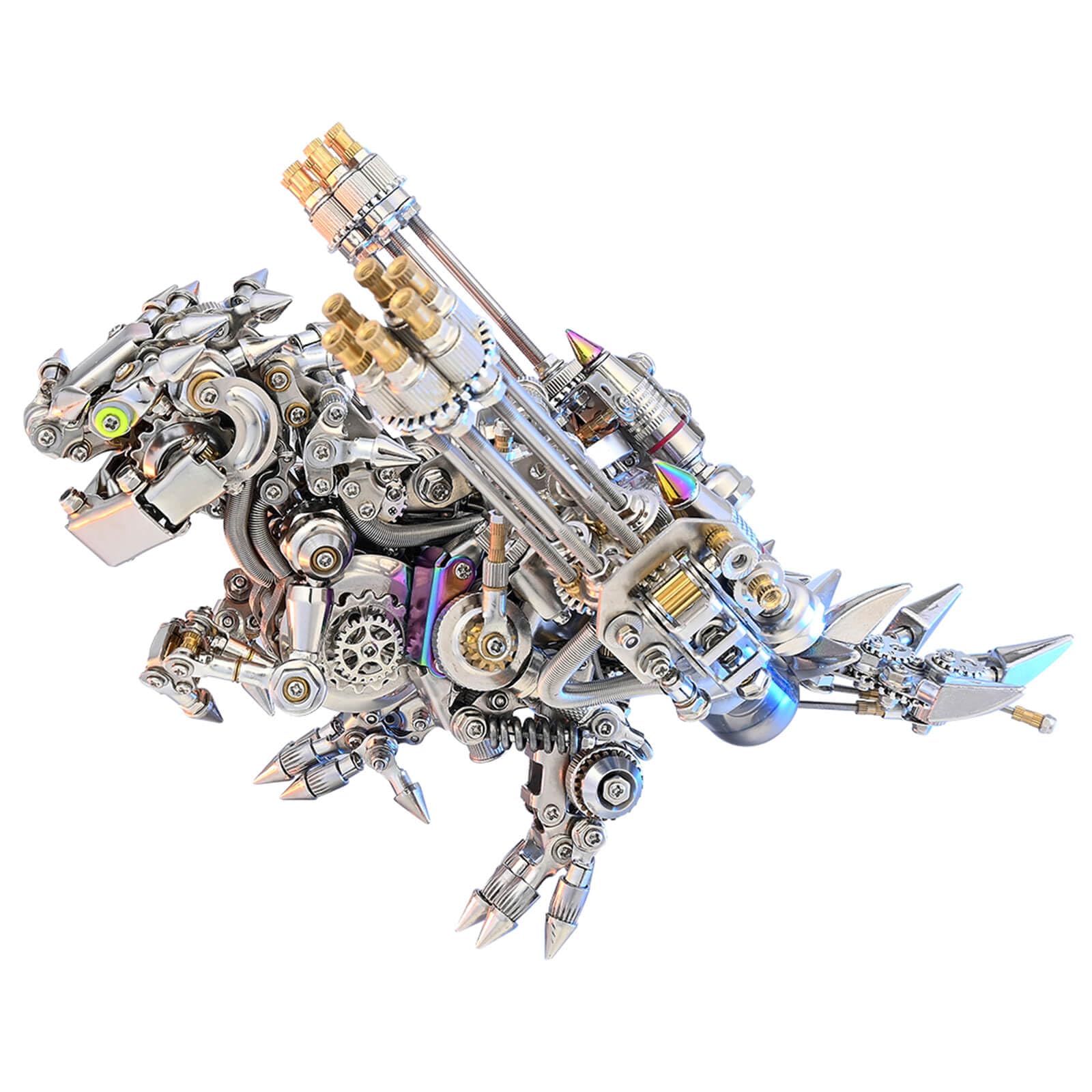 Kit di puzzle 3D in metallo dinosauro - Modello Steampunk T-Rex con ali e opzioni Gat-ling - Set di montaggio fai da te in acciaio inossidabile - Perfetto per adulti, appassionati di artigianato e