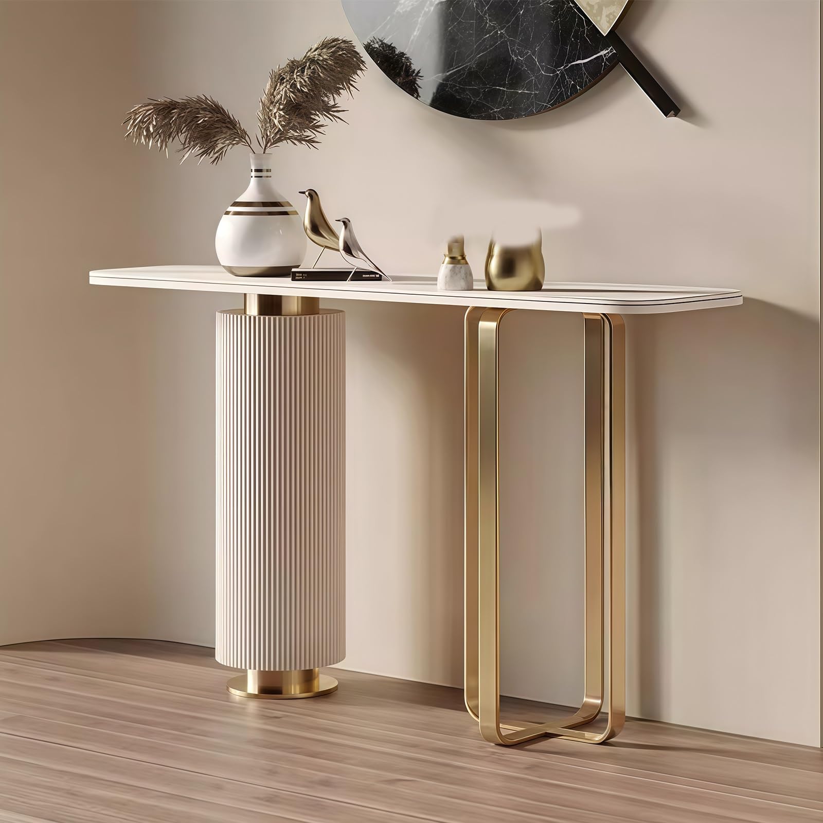 MESCXTY Modern Console Table, Entryway, Sturdy Metal Frame, Versatile for Living Room, Hallway, Foyer, and Office Spaces(140cm/55.1in)
