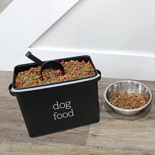 Vista 8 de AuldHome Design Recipiente de comida para perros retro (negro); contenedor de almacenamiento moderno estilo granja para alimentos para mascotas