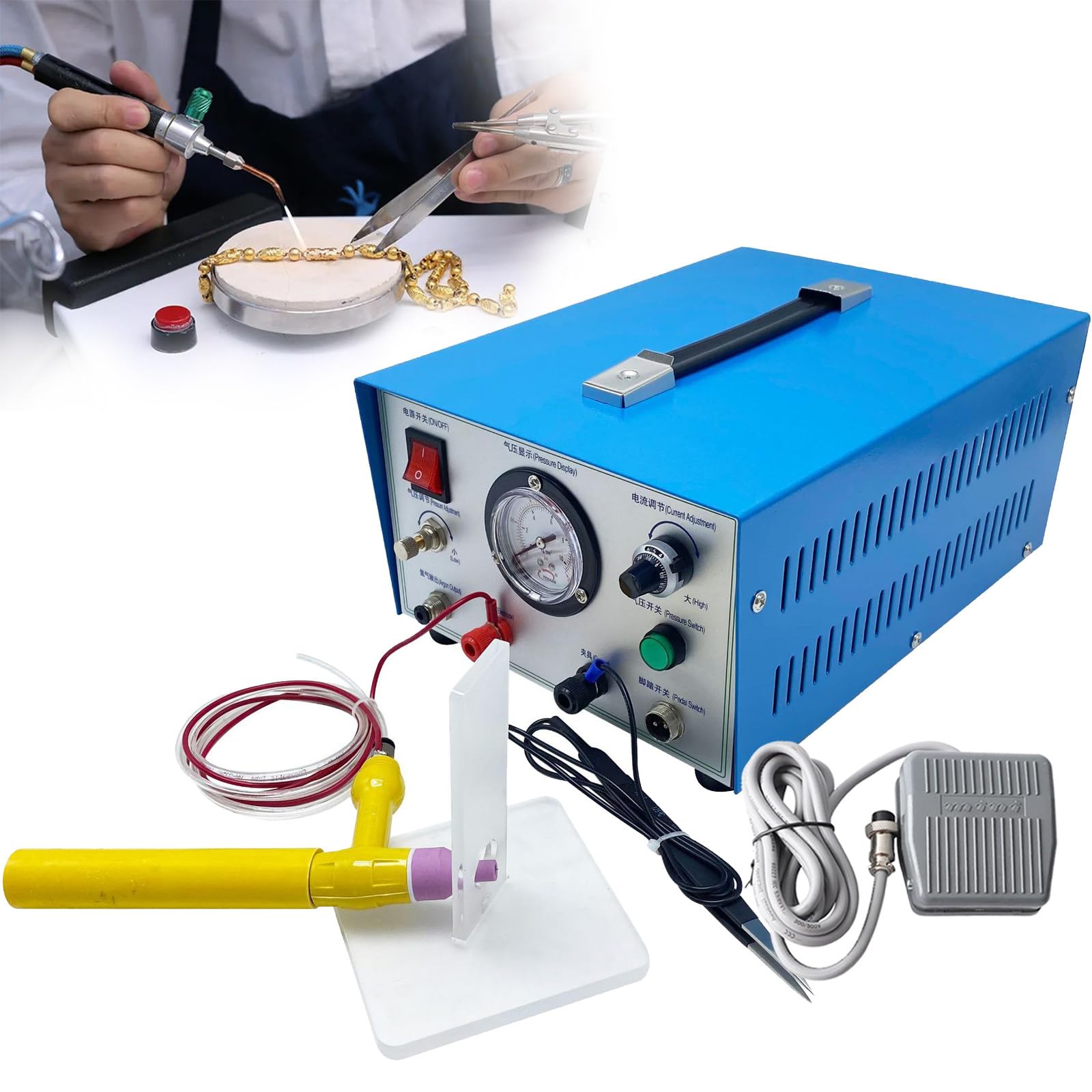 Fablestoryem 100W Pulse Argon Arc Welder, Permanent Jewelry Spot Welder for DIY Jewelry Repair Gold and Hardware Workpiece Welding Jewelry Welder