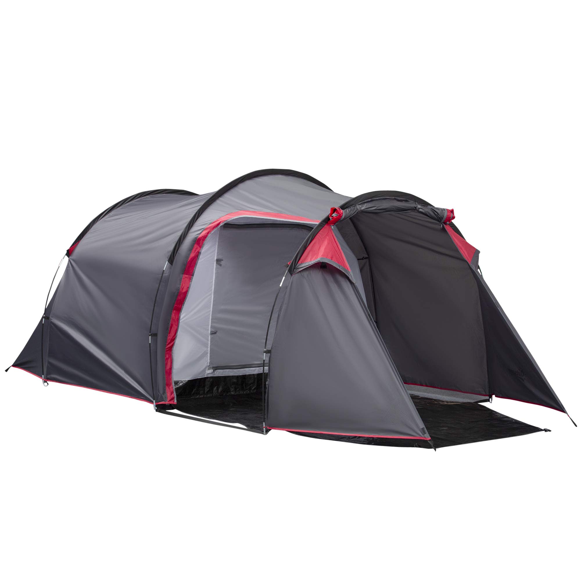 Outsunny Tienda de Campaña Familiar Tipo Túnel 2-​3 Personas Plegable Impermeable 2000+ mm a Prueba de UV 20+ Ligero con Vestíbulo y 4 Estaciones para Camping Senderismo 426x206x154 cm Gris Oscuro