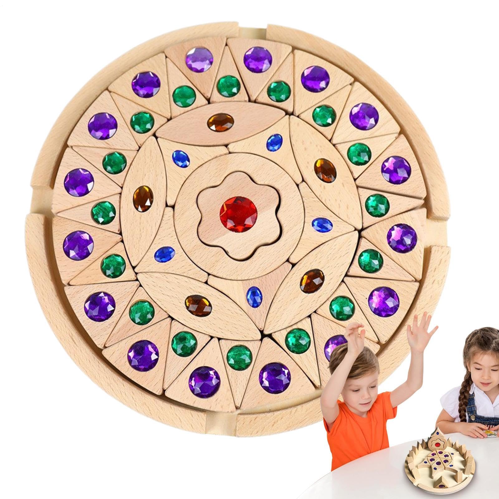 Genérico Bloques cúbicos de Gemas De Madera Brillantes Educativos Creativos | Bloques Aprendizaje Temprano Para Juego Didáctico Creativo, Fomenta La Creatividad, Juguetes Apilables Sensoriales Para
