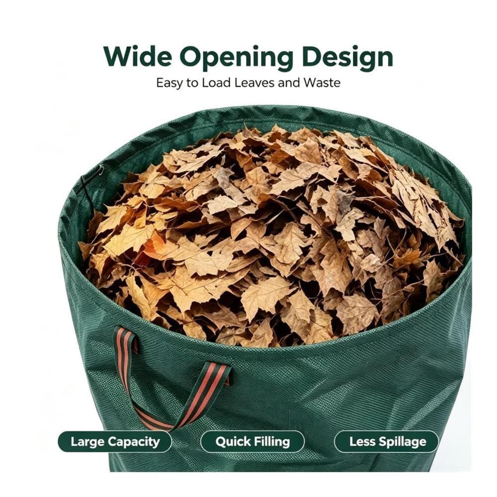 Borsa for foglie da giardino pieghevole riutilizzabile, sacco da prato Oxford impermeabile(Green500L)