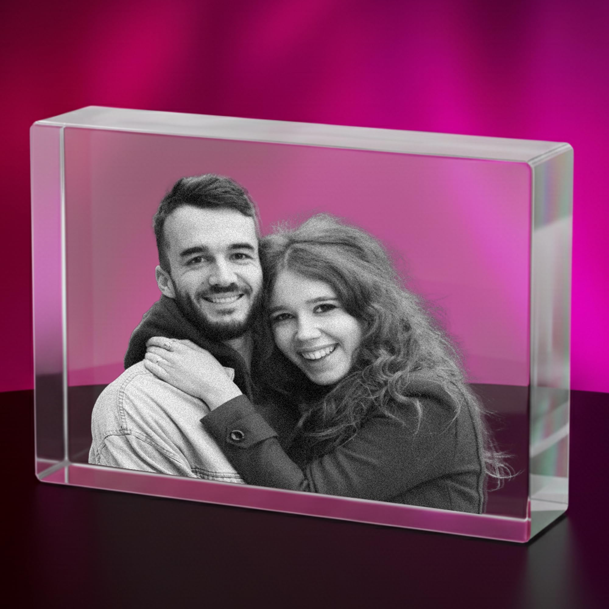 Print Manics 3D Crystal Photo, Personalised Gifts With Your Own Photo for Dad, Mom, Men, Women, 3D Laser Etched Picture, Engraved Heart Crystal, Customized Memorial Anniversary Couples Gifts