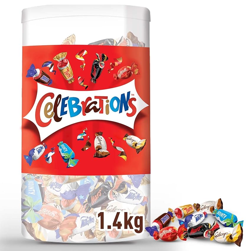 Immagine del prodotto Celebrations Snack Assortiti al Cioccolato, circa 150 praline miste al cioccolato Mars, Bounty, Snickers, Twix, Maltesers e altri ancora: in totale 1435g