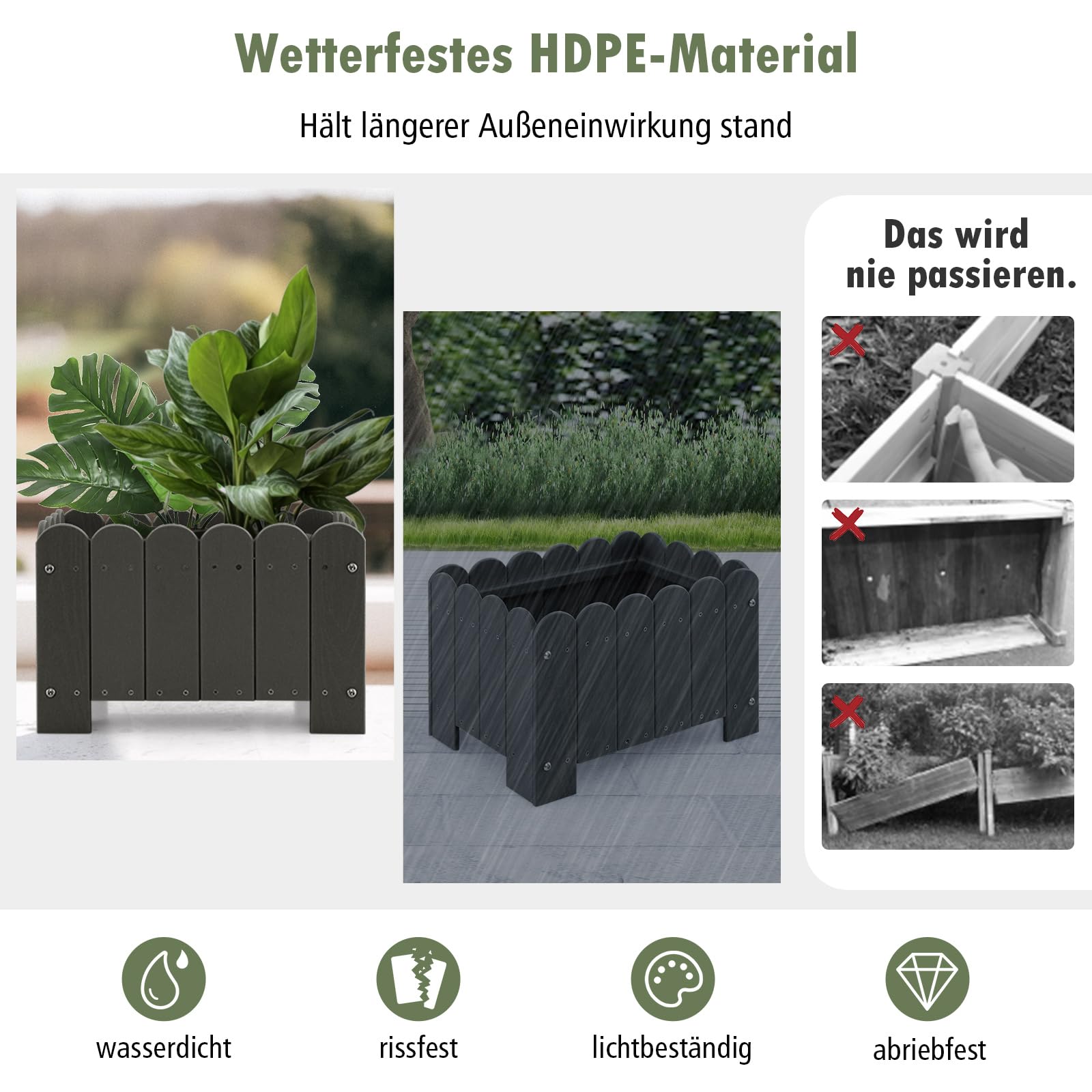 COSTWAY Bloembak met rankrooster, plantenbak hoek van hout
