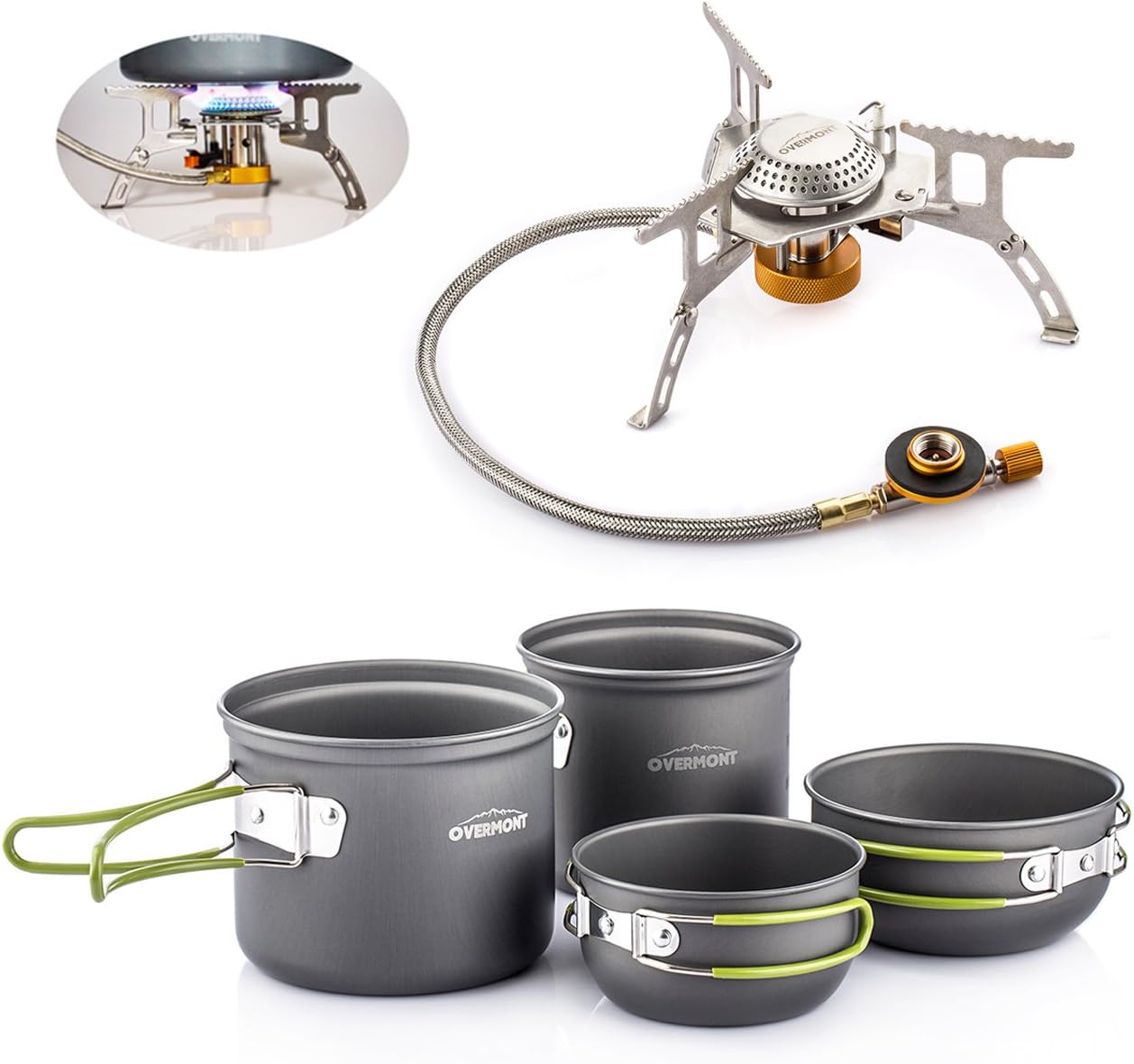 Overmont Anodised Aluminium Camping Cookware Cooking Pot Set for