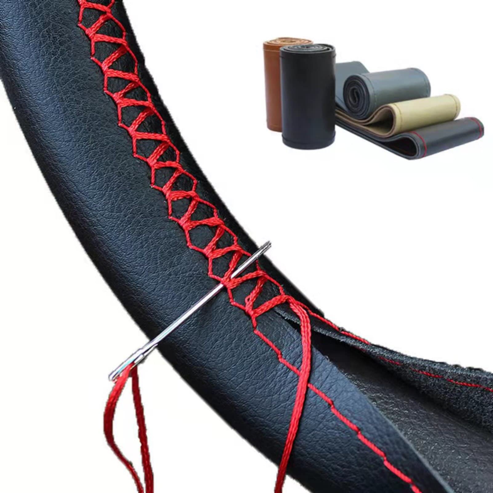 CHIPEL Zwarte lederen autostuurwielhoes, voor Hyundai Azera 2005-2010