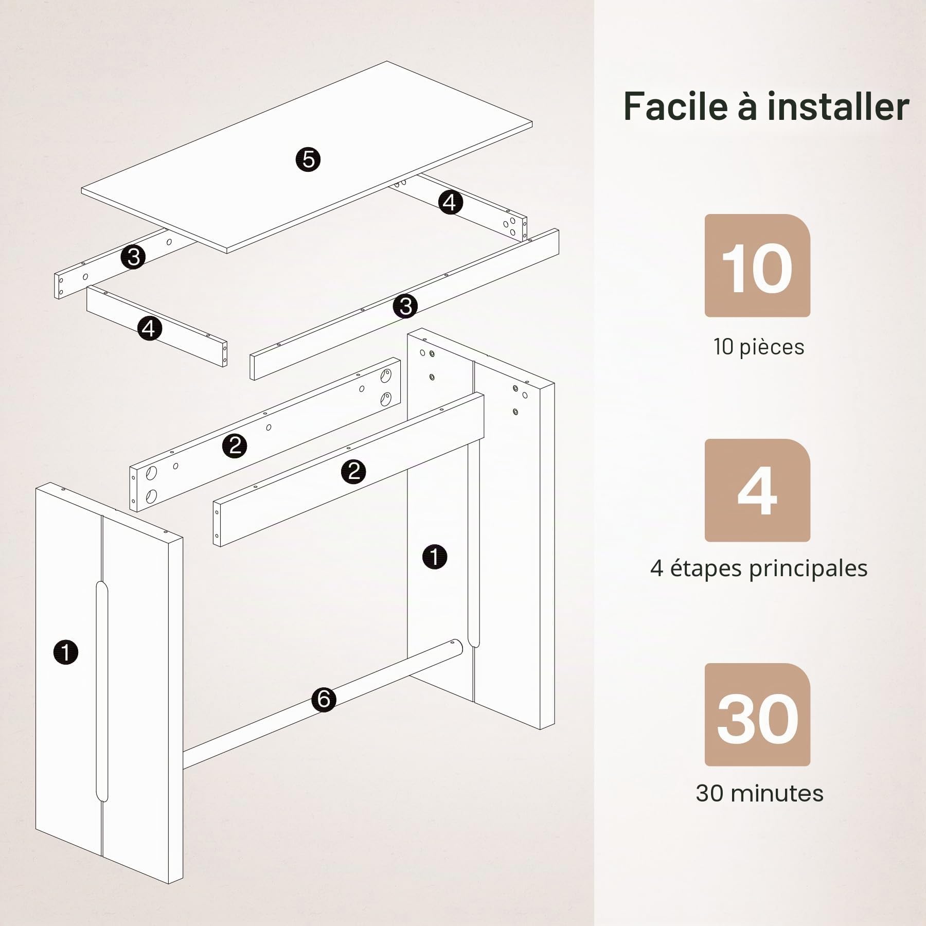 Tribesigns Table de Bar en Bois, 105 x 50 x 95 cm Tables Bar Haute avec Repose-Pieds en métal, Table de Cuisine Multifonction, Meuble de Bar et Bistro pour Cuisine, Salle à Manger et Salon Domestique