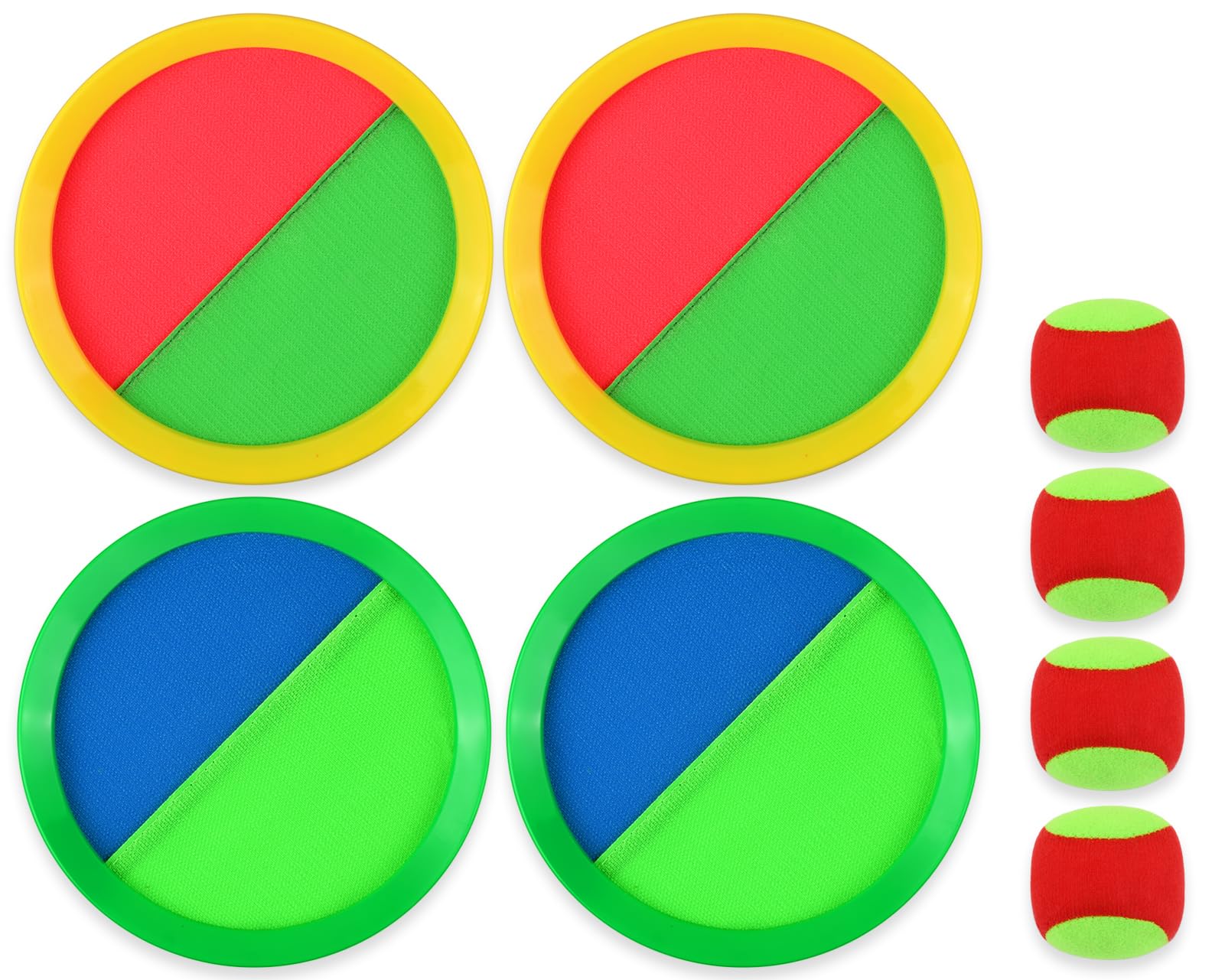 DS. DISTINCTIVE STYLE Hook and Loop Ball Catch Game Set - Outdoor Games for Kids Beach Pool Toys Backyard Toss and Catch Ball Set with 4 Paddles 4 Balls