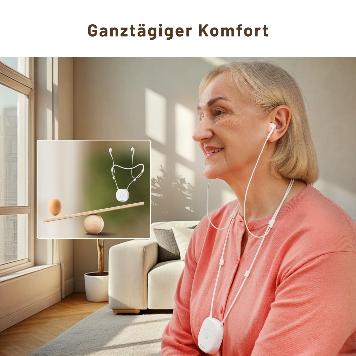Holdsound Funkkopfhörer Kabellos für TV, Kopfhörer für Fernseher mit USB-Sender, Einfache Einrichtung für Senioren, Keine Verzögerung, 30 Meter Reichweite, 15 Std (Milchweiß)