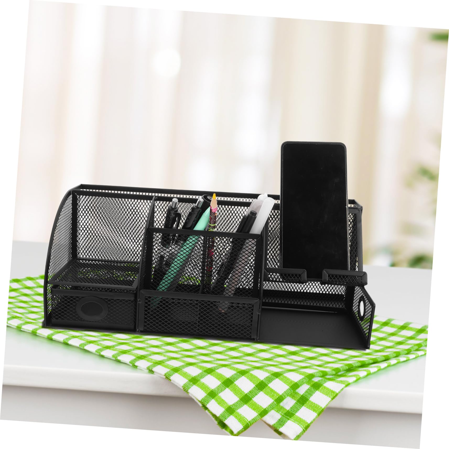 Organizer Scrivania in Metallo Con Scomparti Portapenne e Portaoggetti Moderno Antiscivolo Per Ufficio e Postazione Di Lavoro Elegante